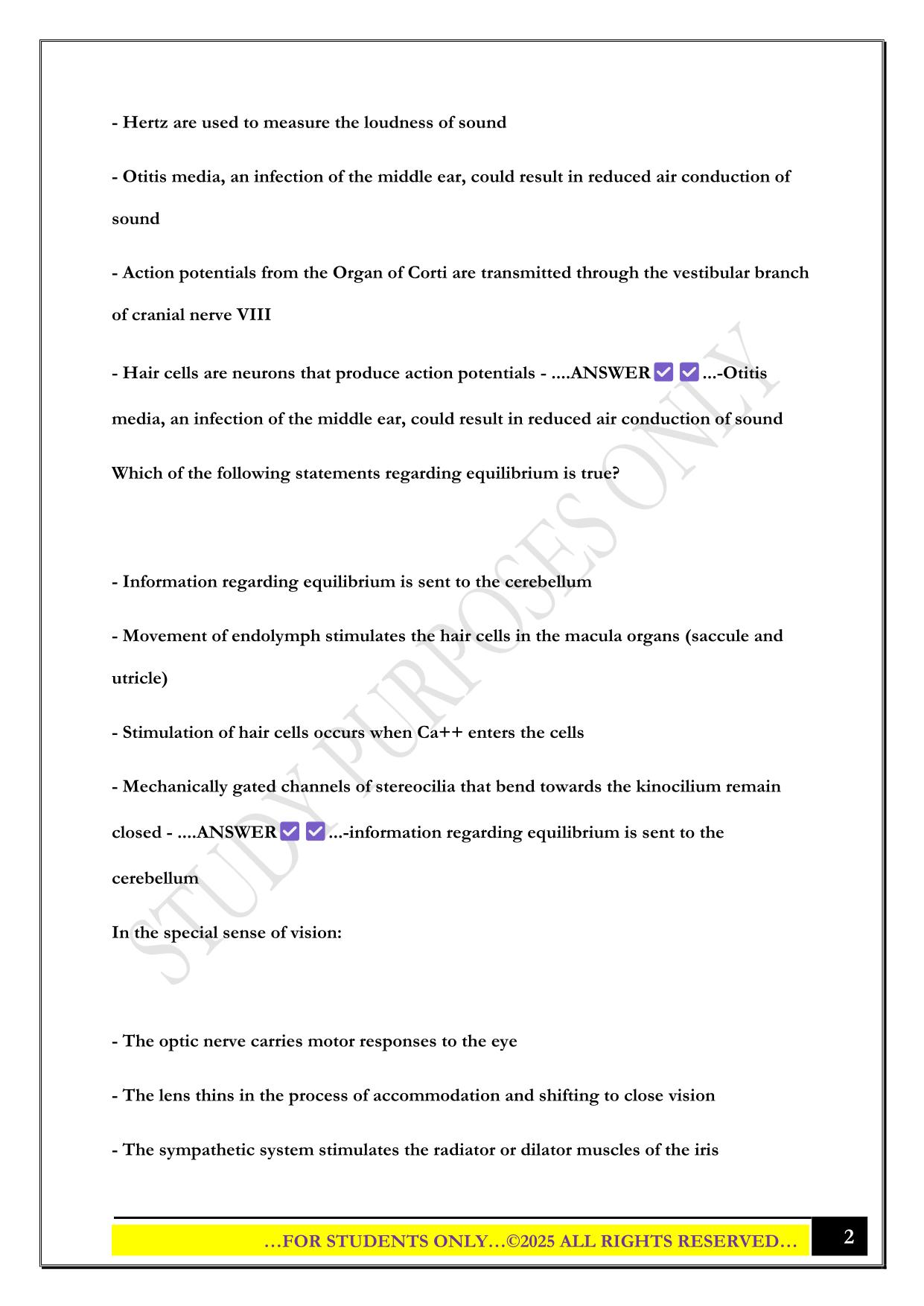 IUPUI Physiology: Exam 3 2025 Questions and Answers