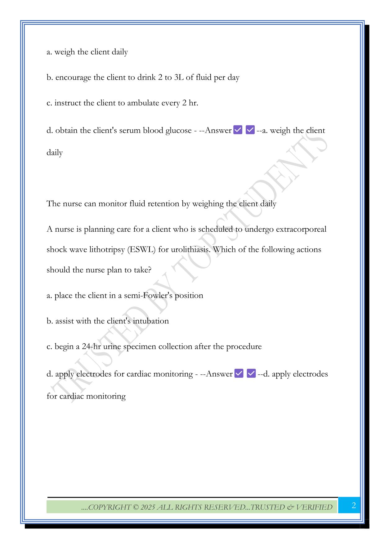 Renal (ATI and PPT) Exam 2025 Questions and Answers