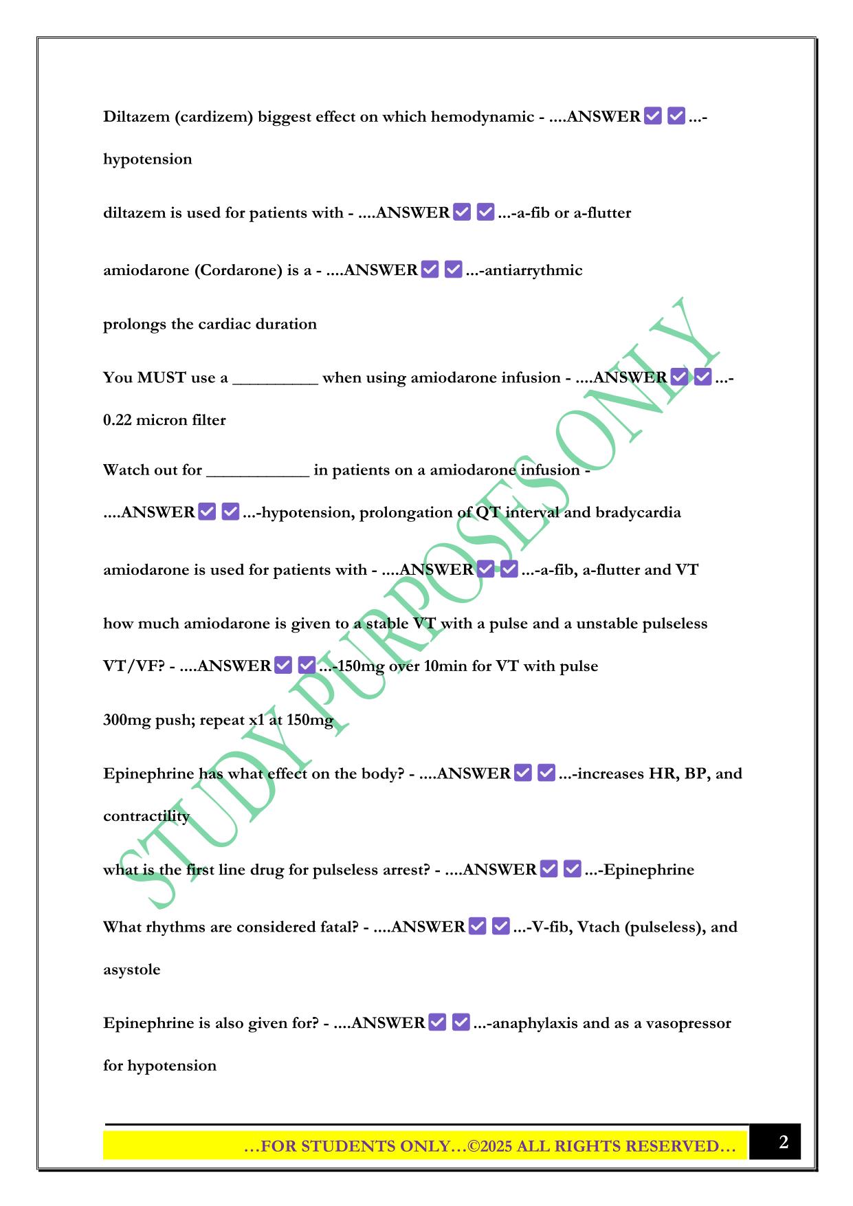 BKAT ICU POST TEST 2025 QUESTIONS AND ANSWERS