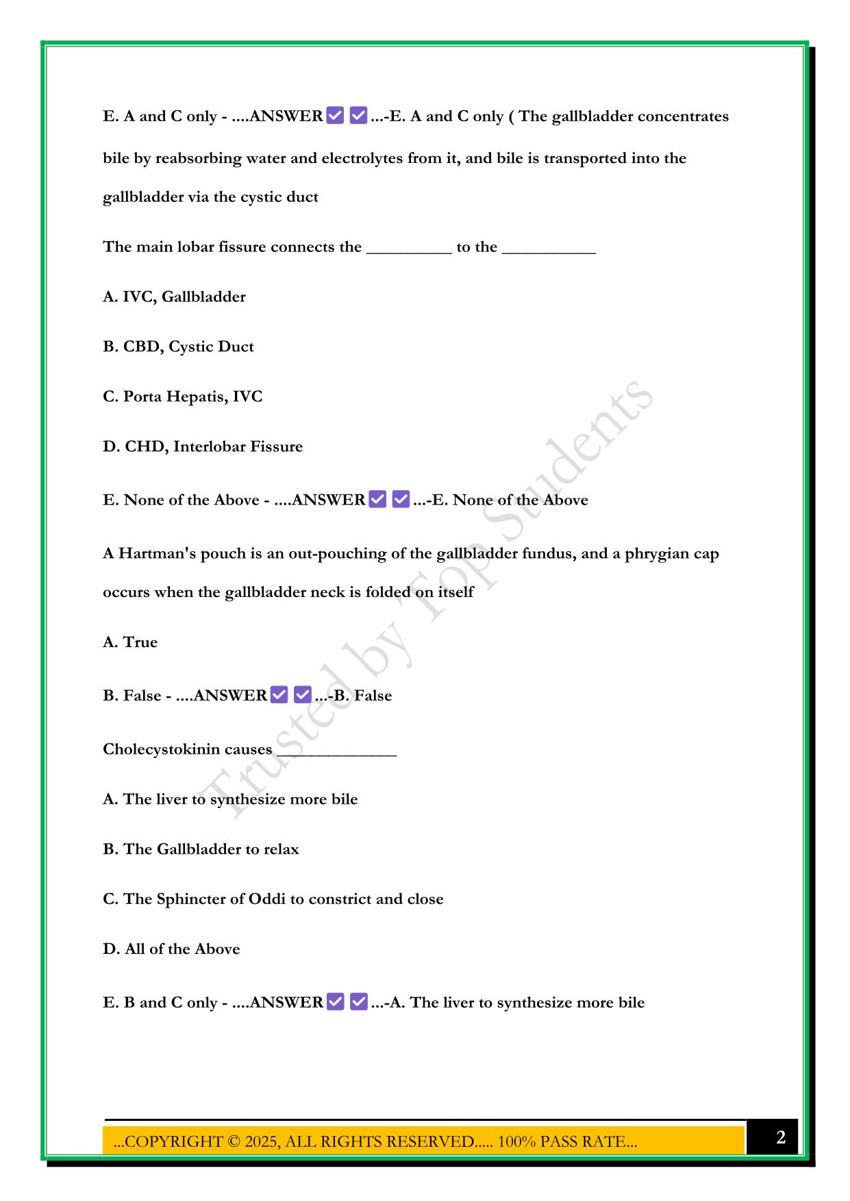 SONOSIM BILIARY TREE: ANATOMY AND PHYSIOLOGY MASTERY TEST 2025 QUESTIONS AND ANSWERS