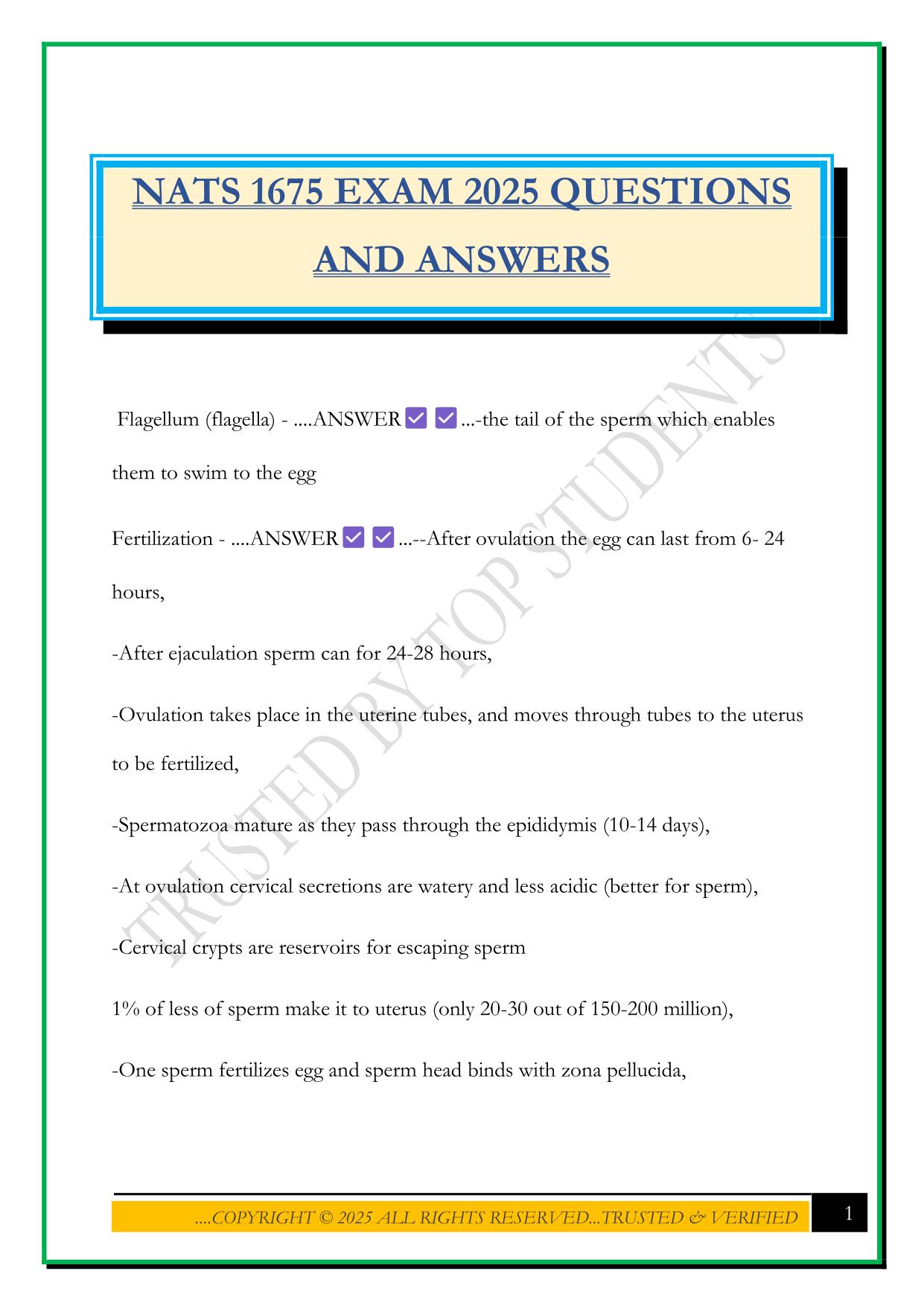 NATS 1675 EXAM 2025 QUESTIONS AND ANSWERS