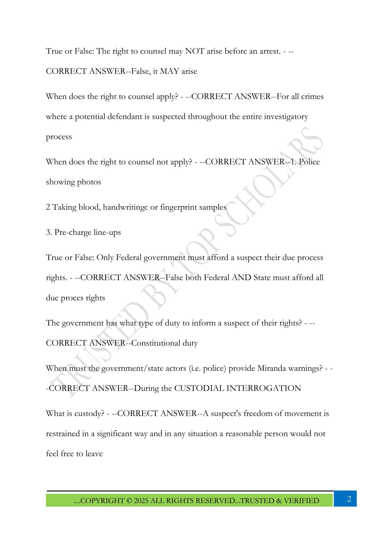 VA LETC Confessional Law Exam 2025 Questions and Answers