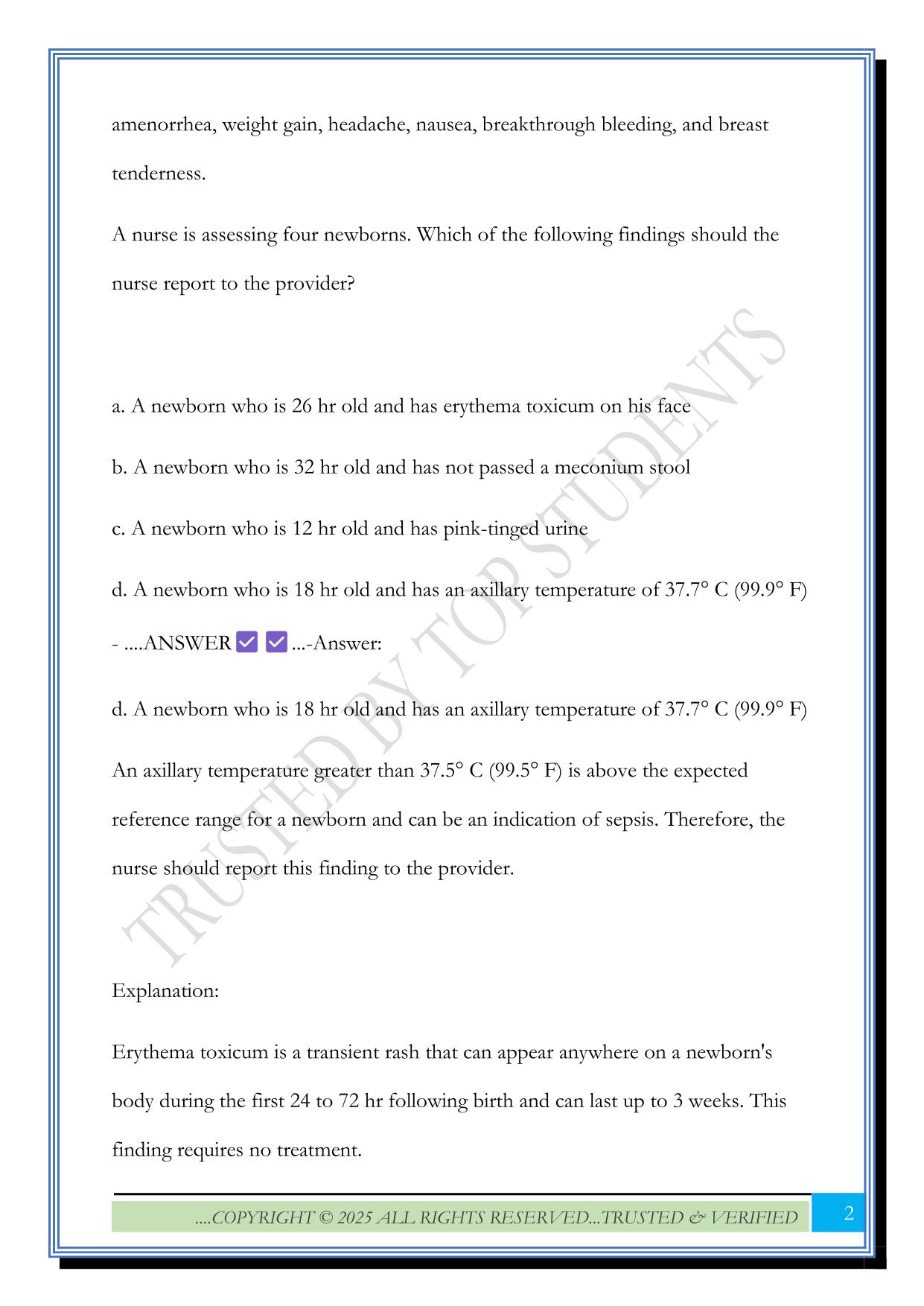 Maternity/Newborn ATI Exam 2025 Questions and Answers|100% Solved