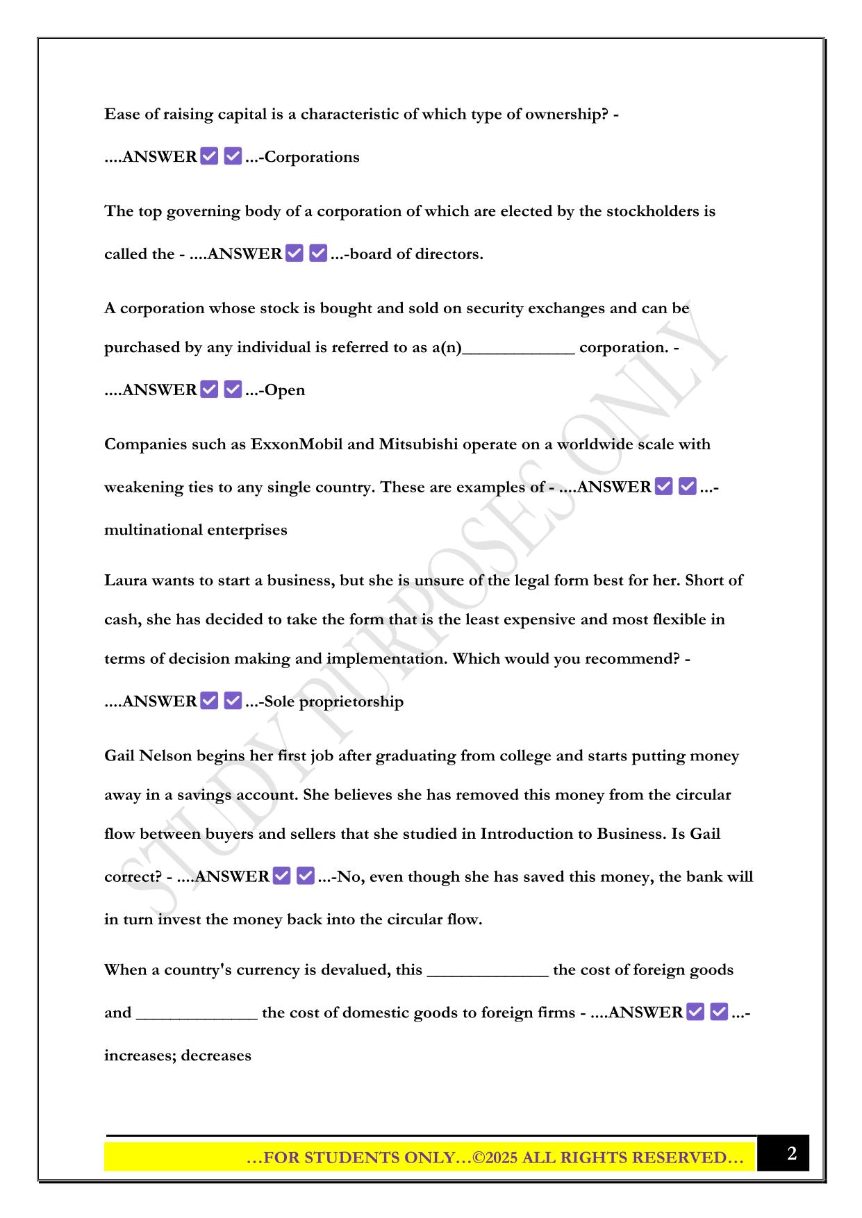 IUPUI Bus X100 Exam 1 2025 Questions and Answers