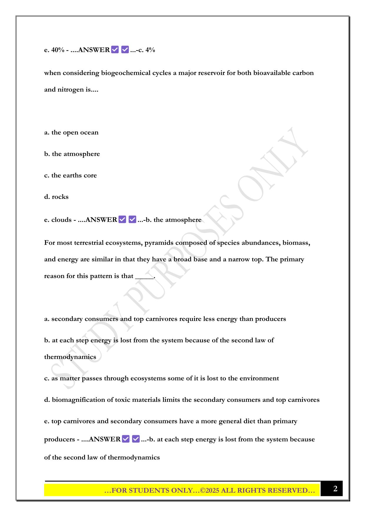 BIO 100 EXAM 1 2025 QUESTIONS AND ANSWERS