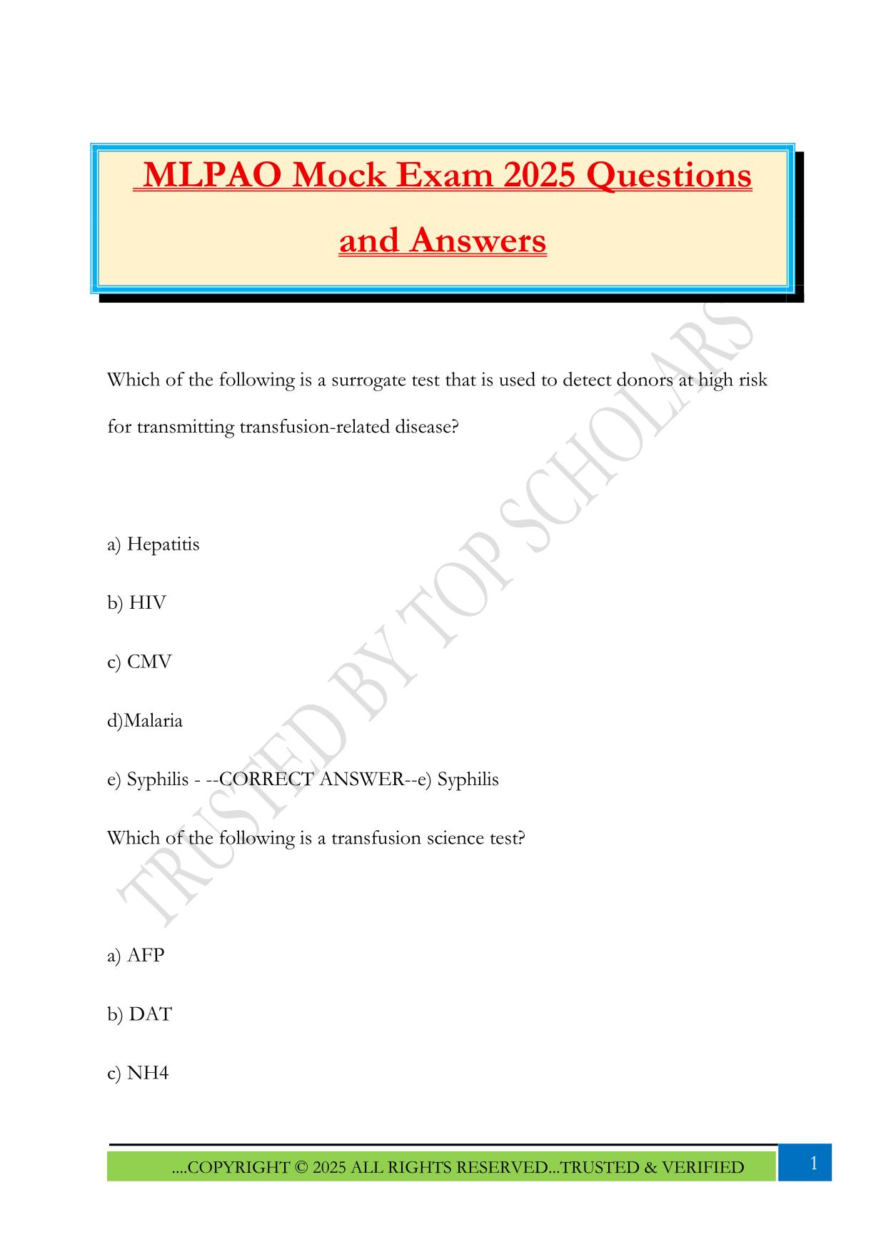 MLPAO Fall 2025 Bundled Exams Questions and Answers |100% Pass Updated & Verified