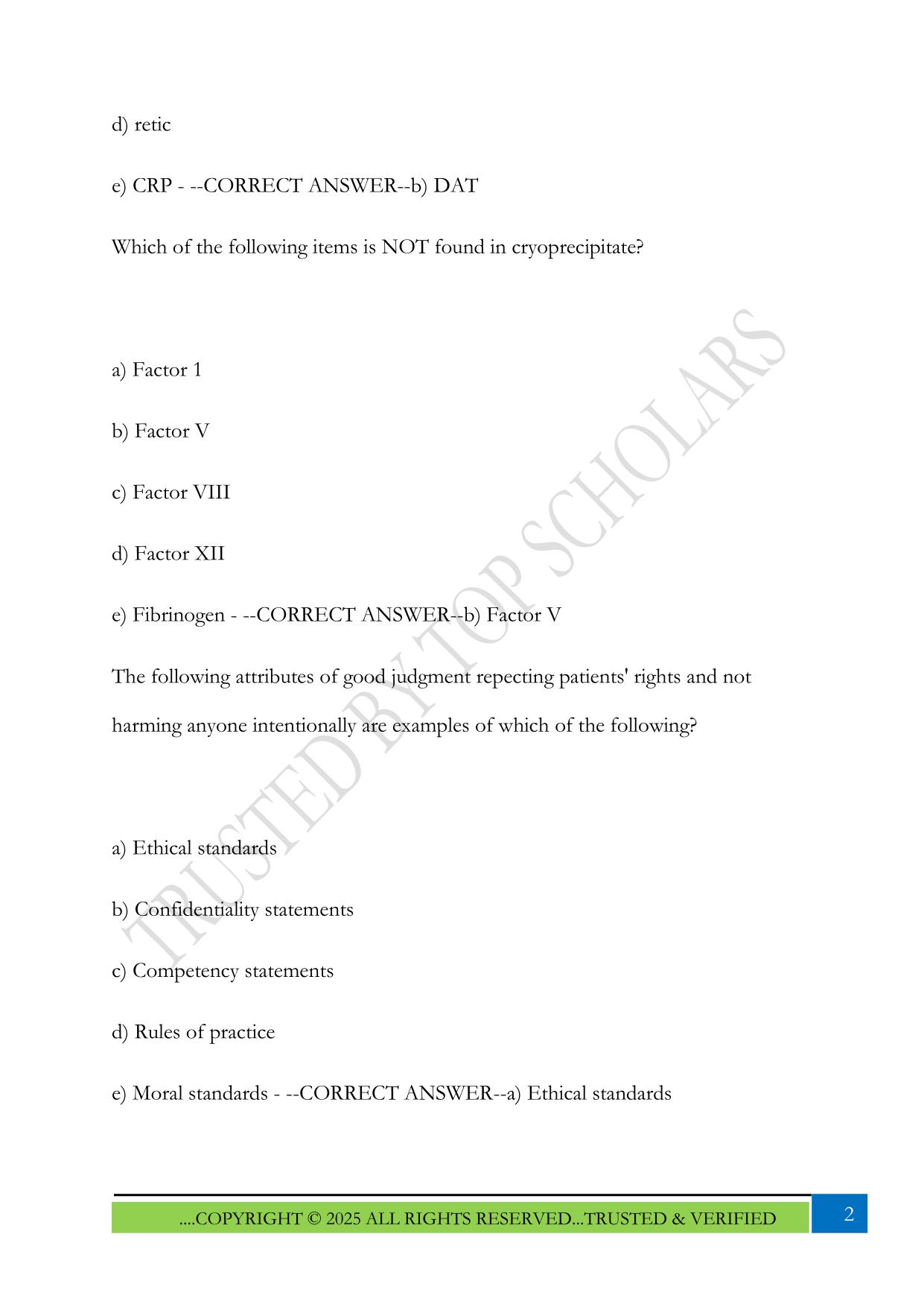 MLPAO Mock Exam 2025 Questions and Answers