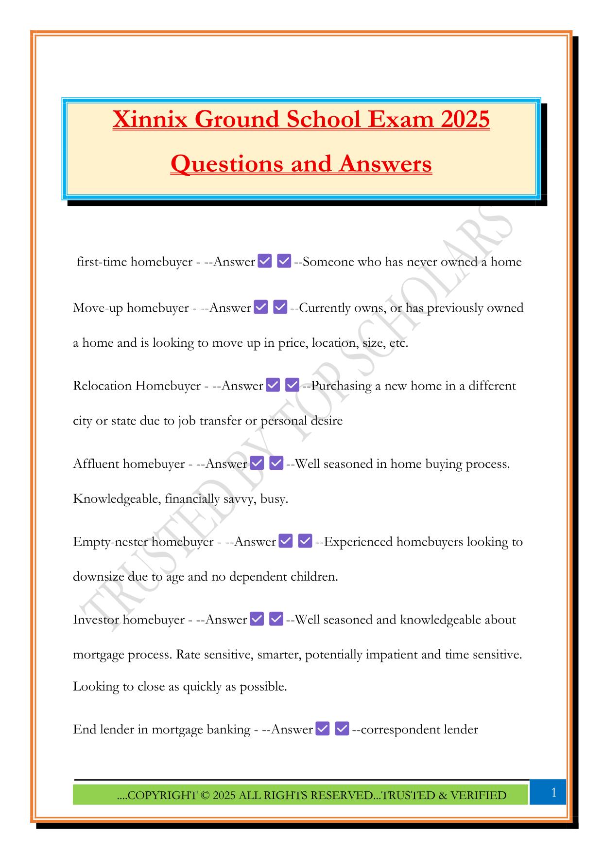 Xinnix Ground School Exam 2025 Questions and Answers