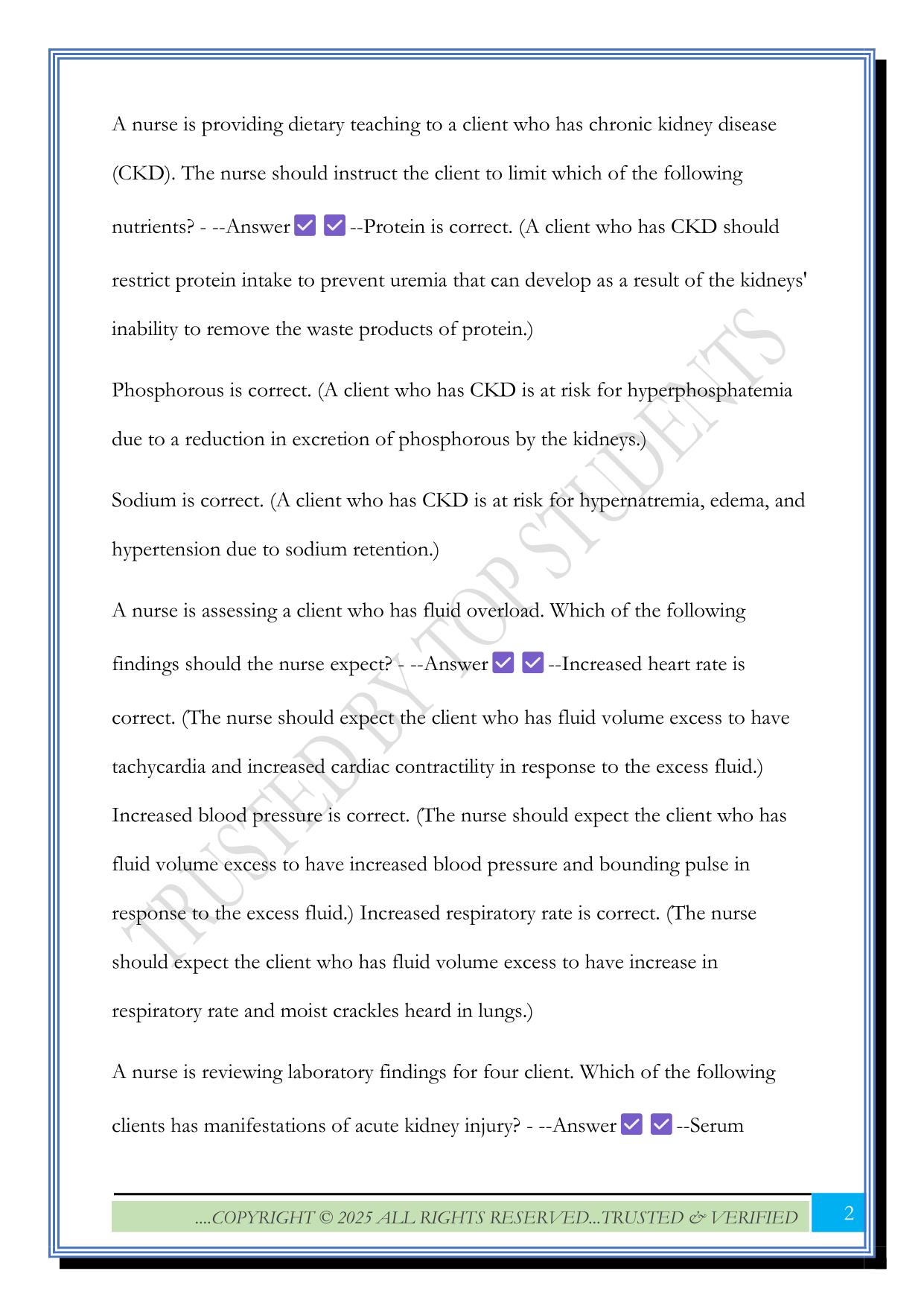 MOC 3 Renal ATI Exam 2025 Questions and Answers