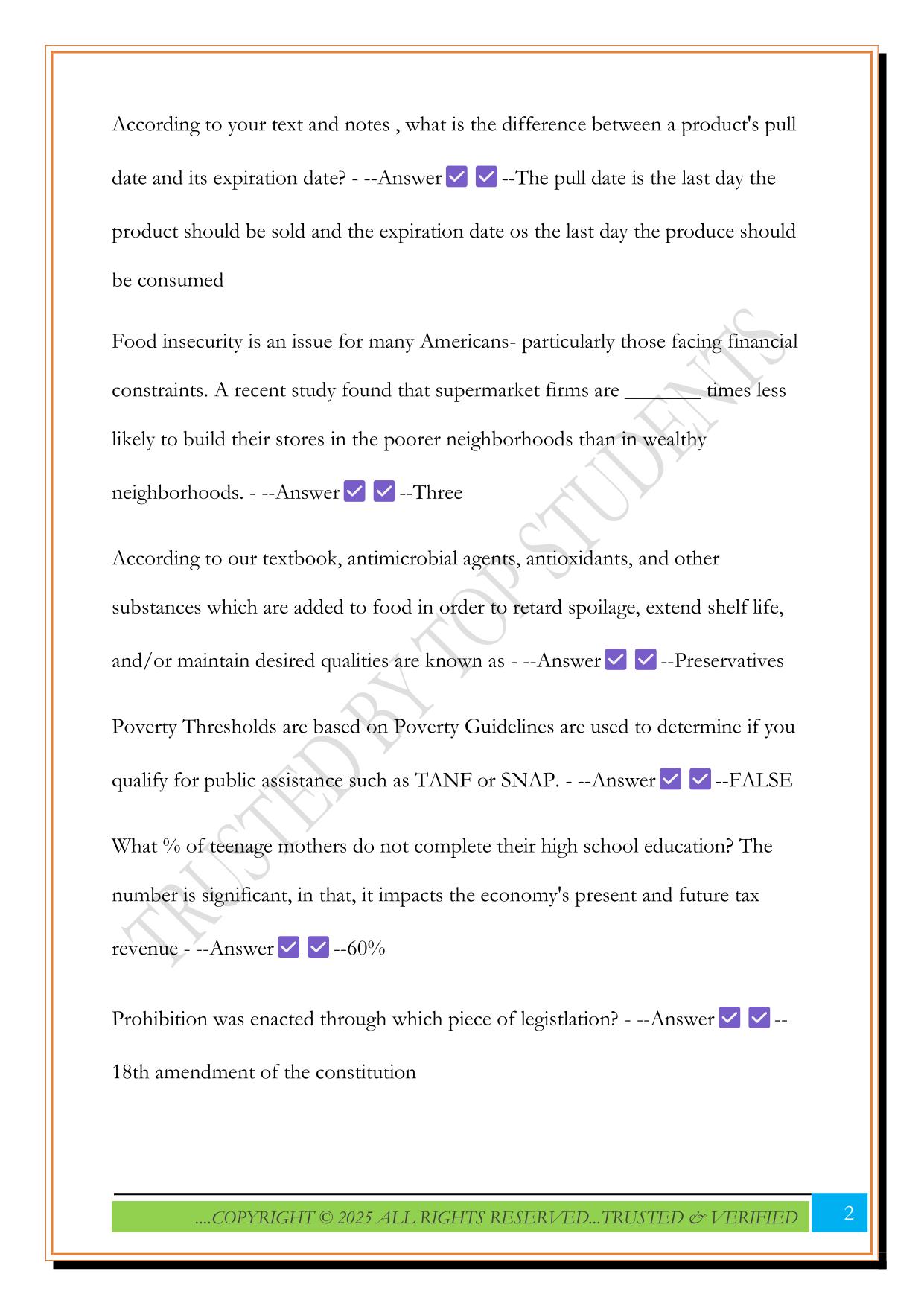 FHCE Exam 3 2025 Questions and Answers