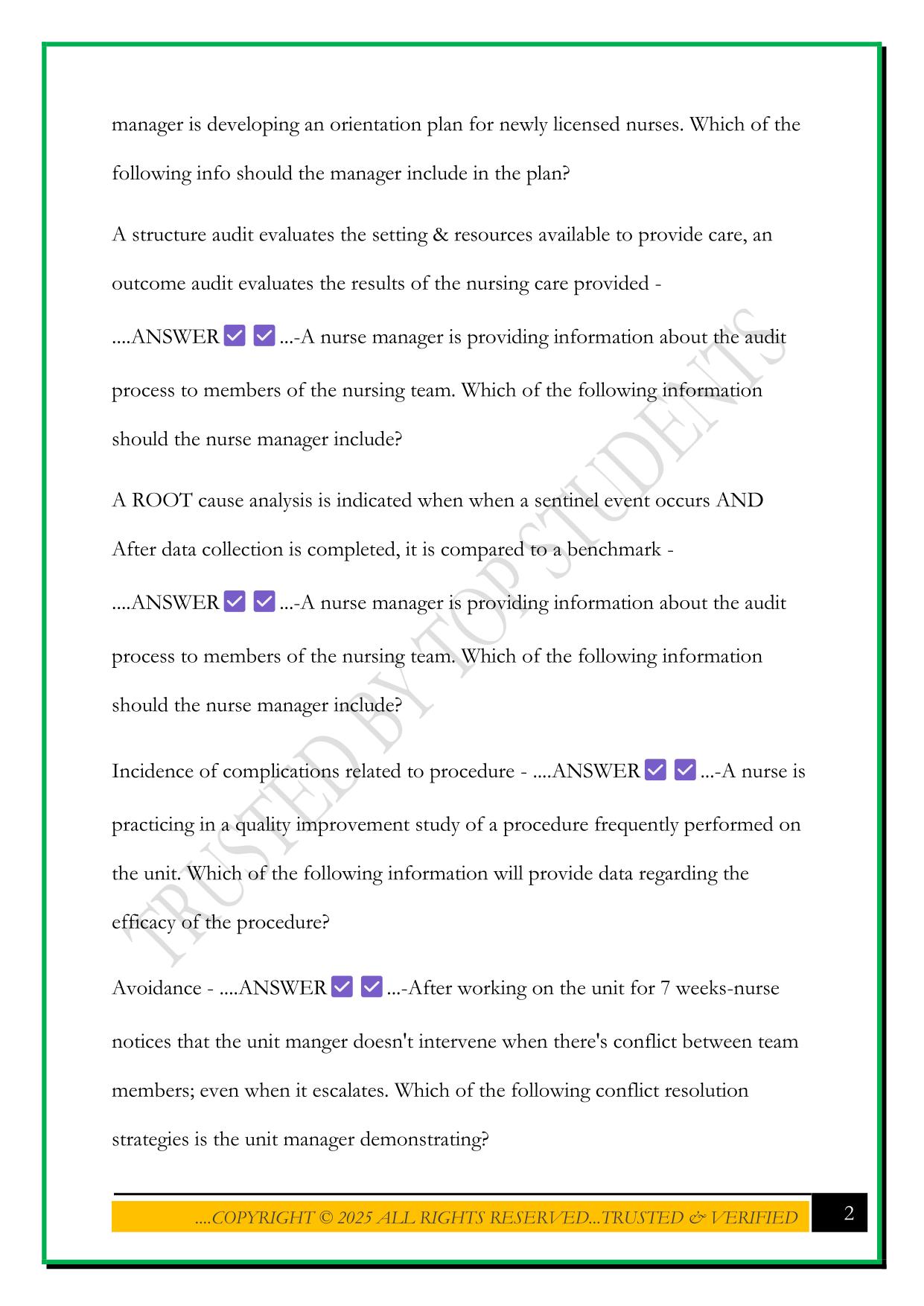 LEADERSHIP AND MANAGEMENT BENCHMARK EXAM 2025 QUESTIONS AND ANSWERS