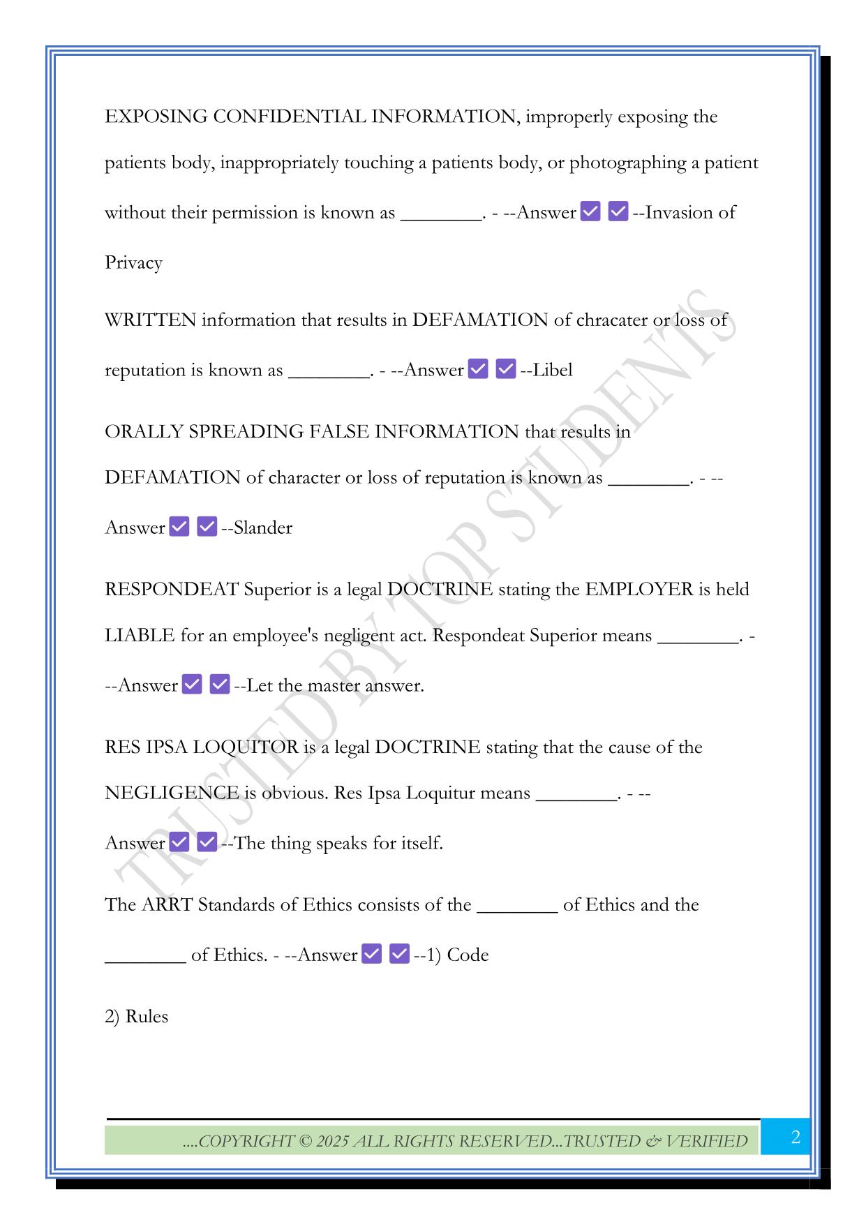 ARRT Radiography Exam Review 2025 Questions and Answers