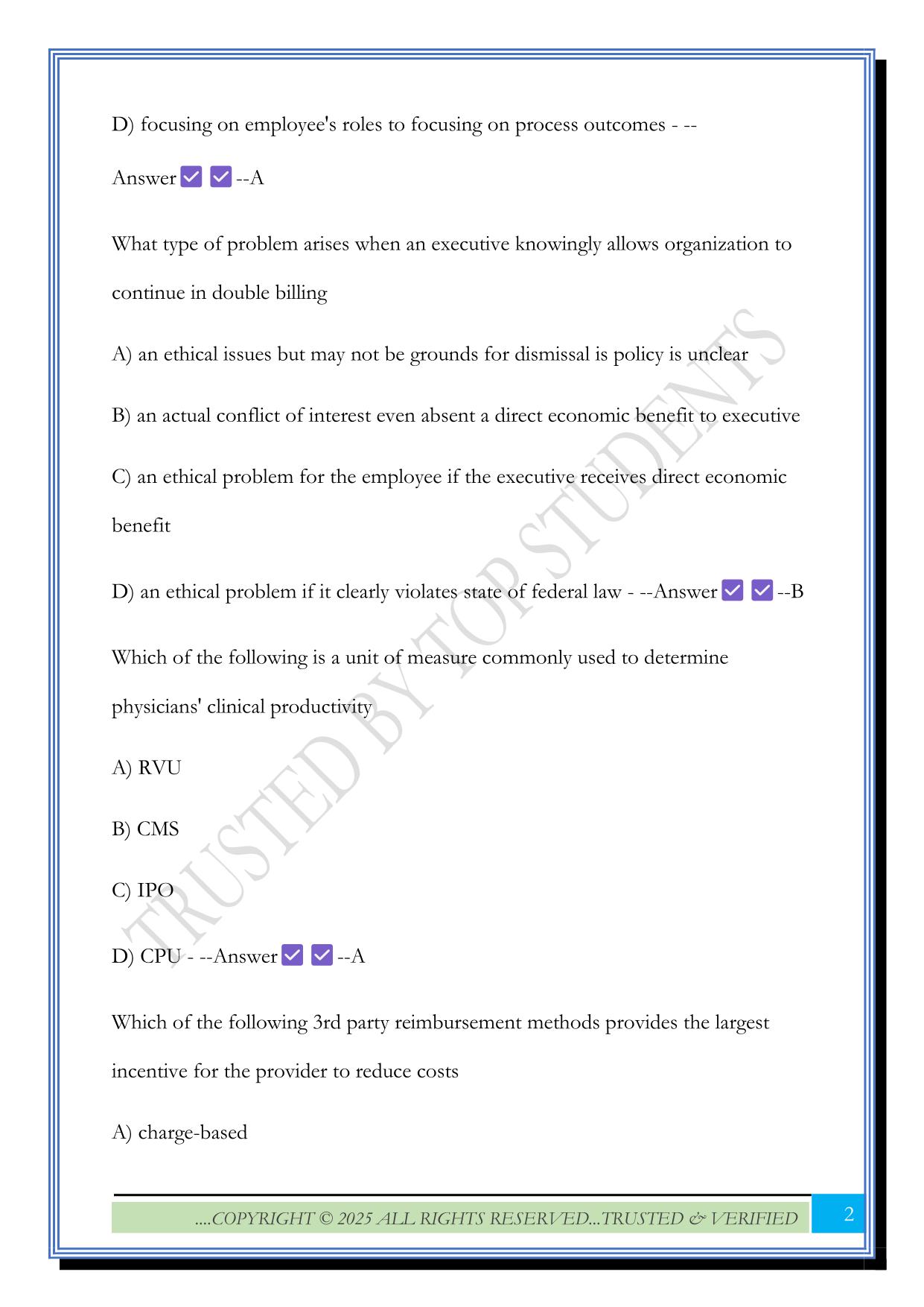 ACHE BOG Sample Test 2025 Questions and Answers
