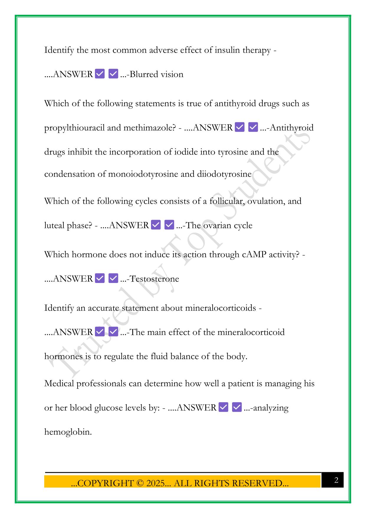 SL PHARM 103 EXAM 3 2025 QUESTIONS AND ANSWERS
