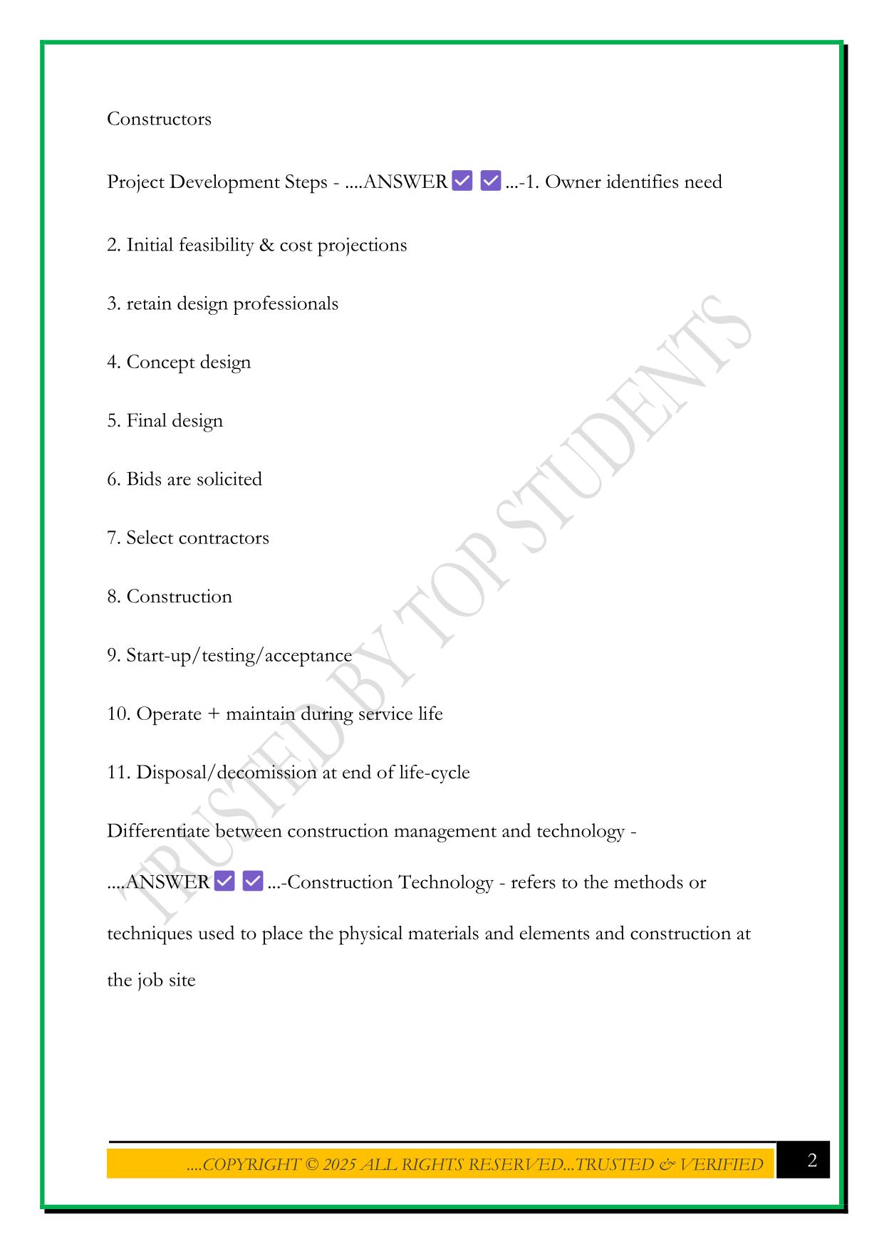 CER 497 EXAM 1 2025 QUESTIONS AND ANSWERS