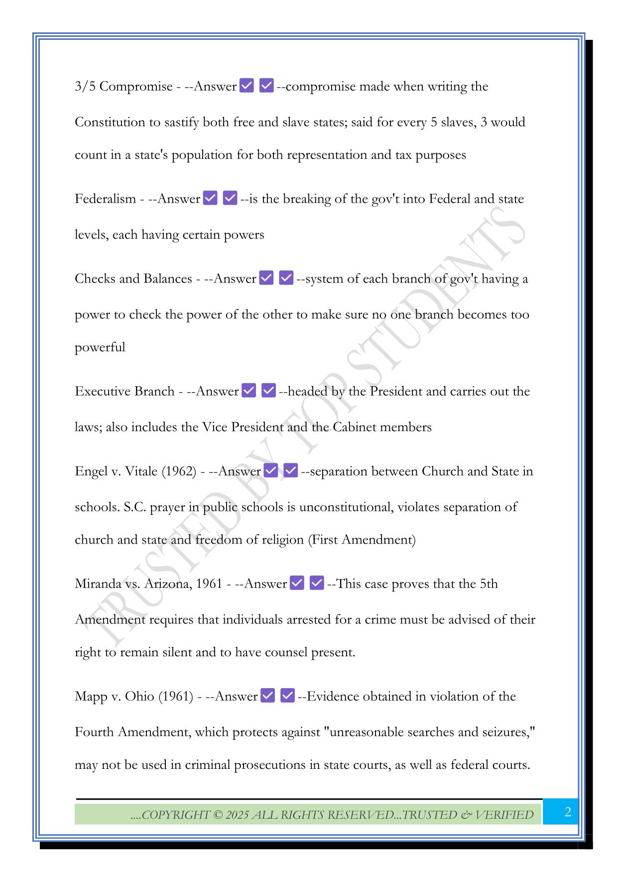 Civic Literacy Review Exam 2025 Questions and Answers