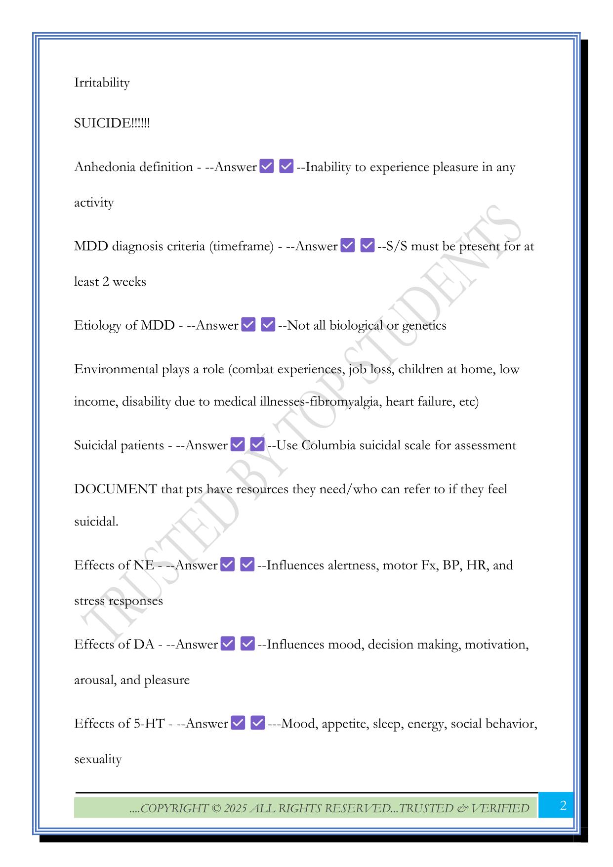 Neurobiology Psychopharmacology Exam 2025 Questions and Answers