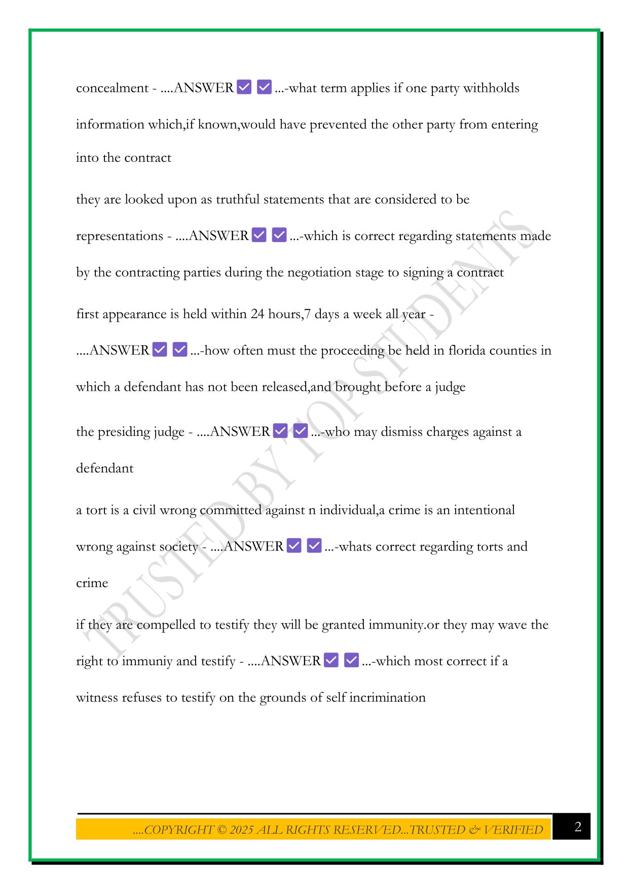 BAIL BOND TEST 1 2025 QUETSIONS AND ANSWERS