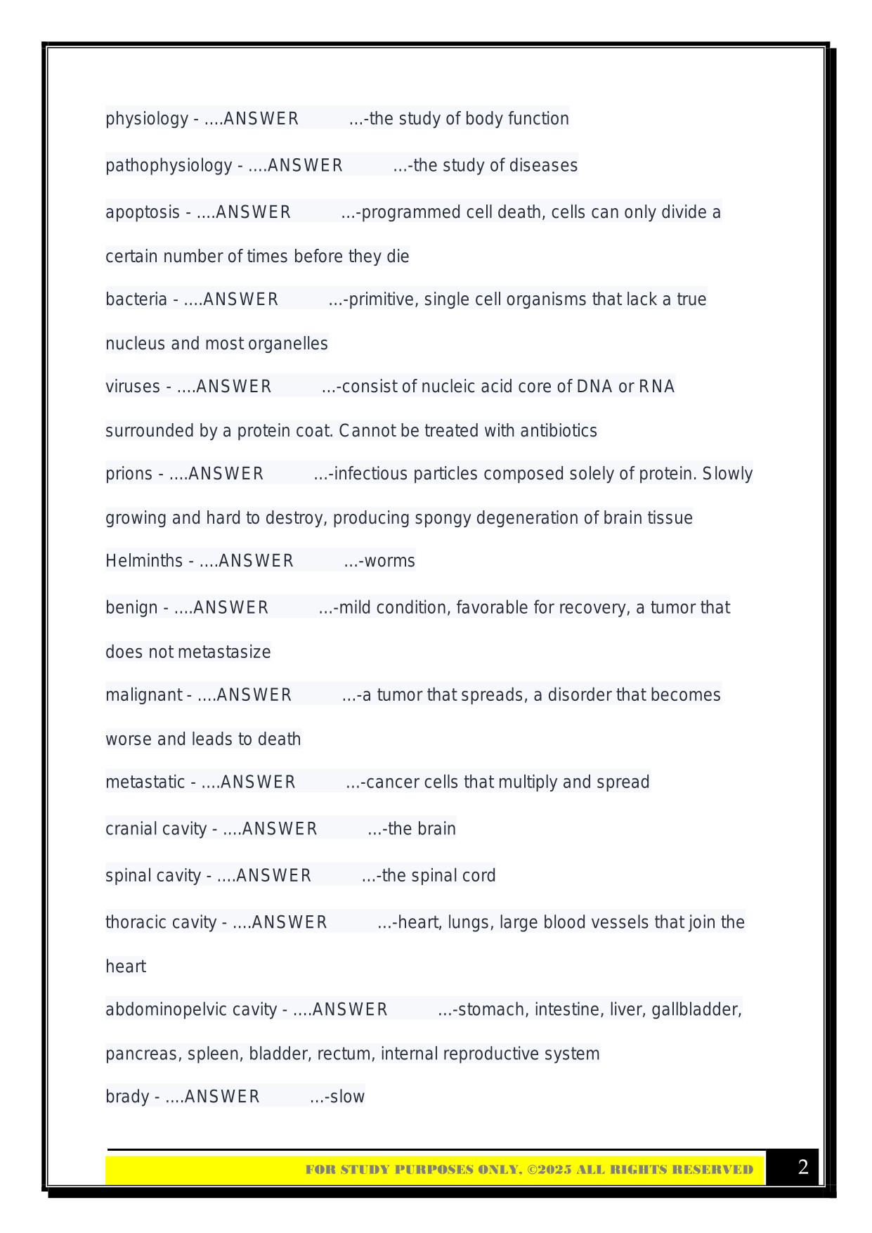 BIO 100 First Exam 2025 Questions and Answers