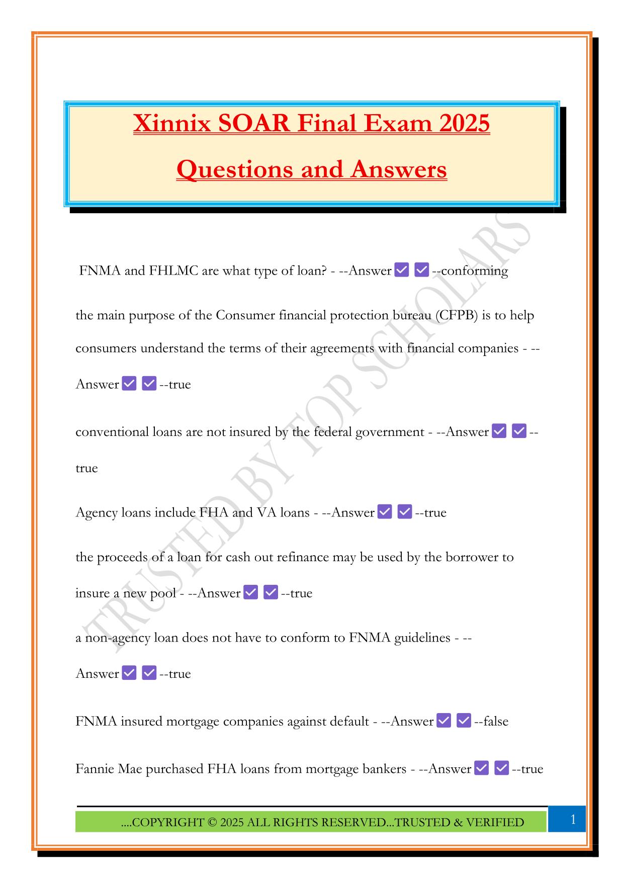 Xinnix SOAR Final Exam 2025 Questions and Answers