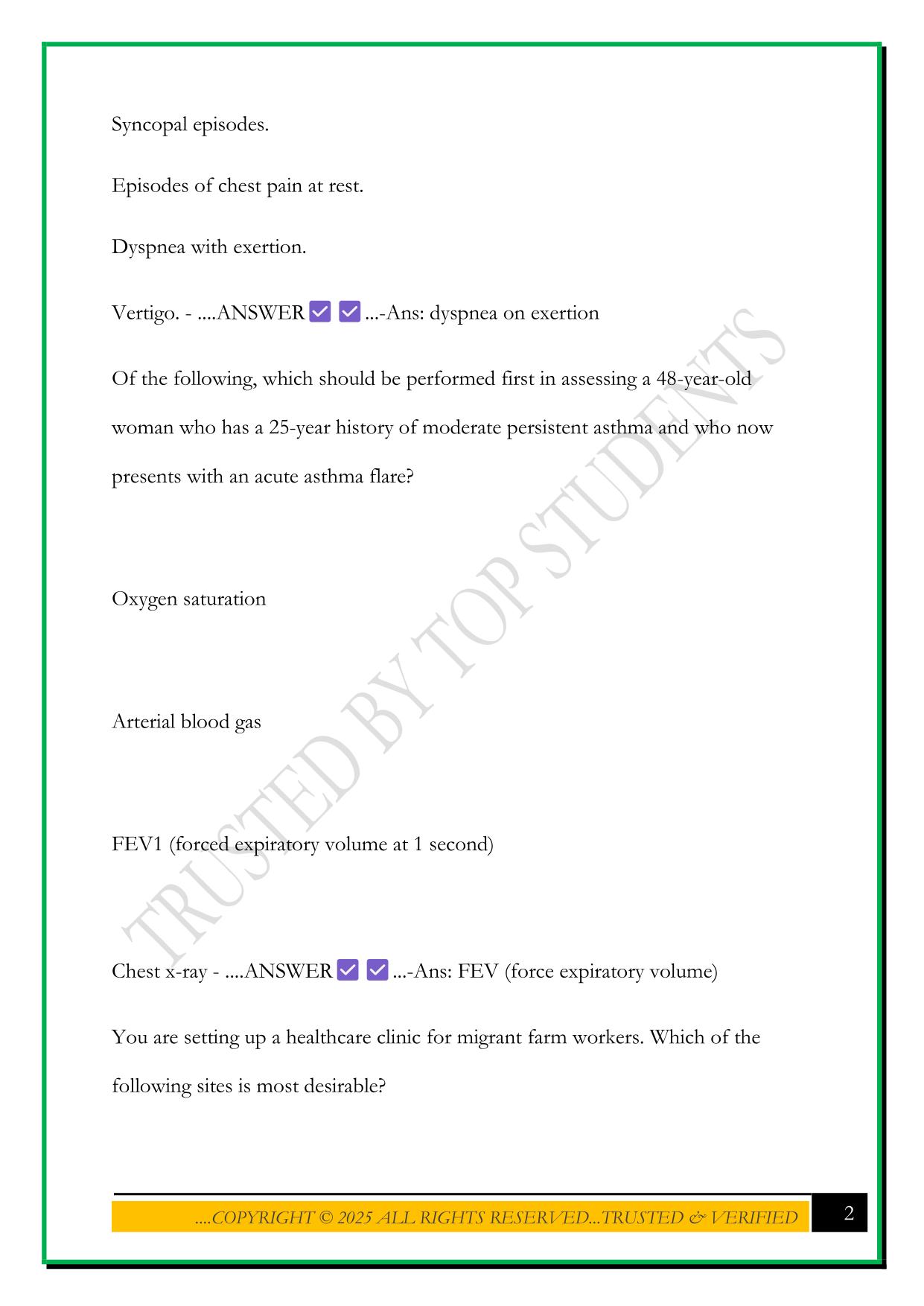 FNP CERTIFICATION EXAM QUESTIONS WITH CORRECT ANSWERS