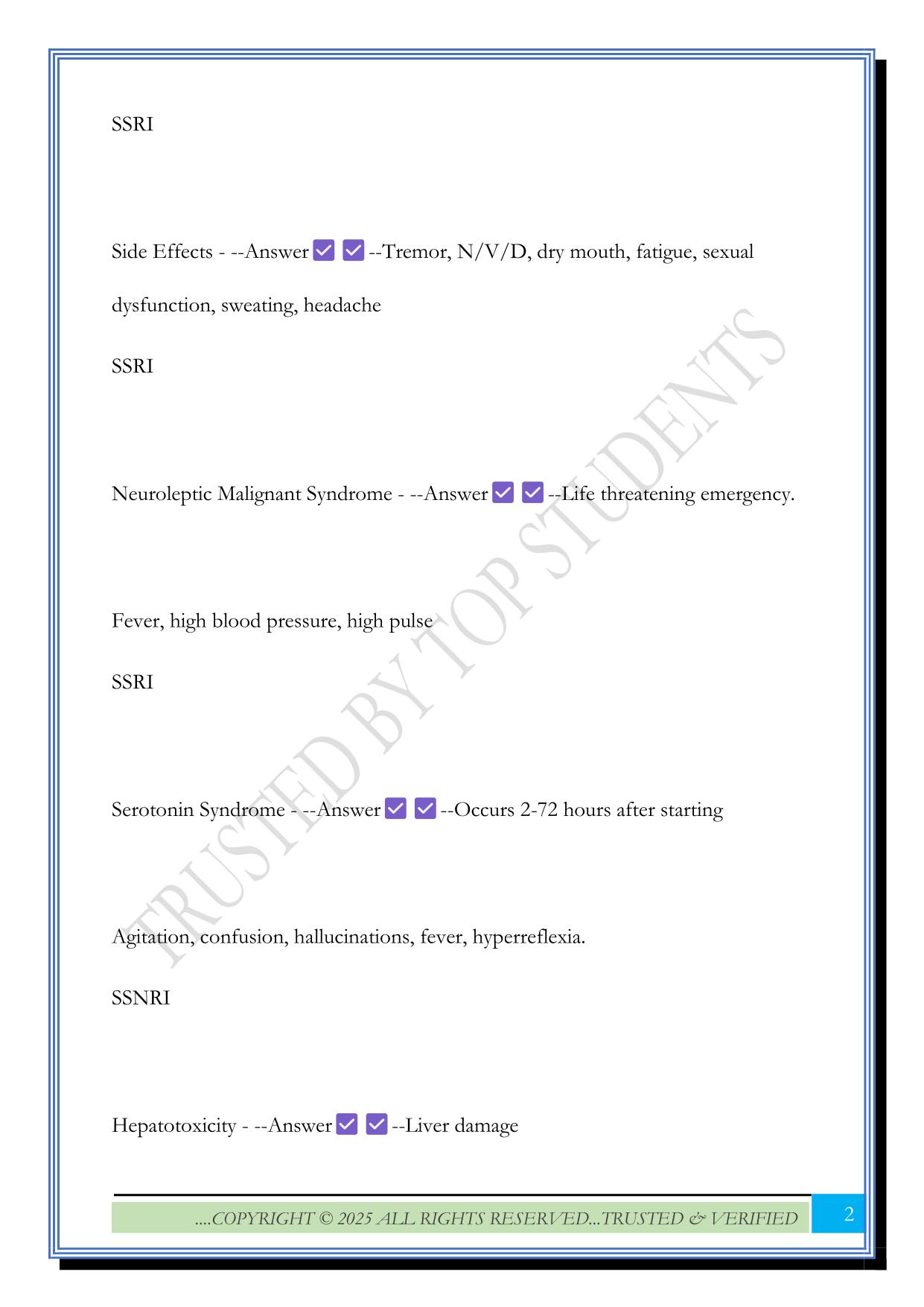 ATI Mental Health Medications Exam 2025 Questions and Answers