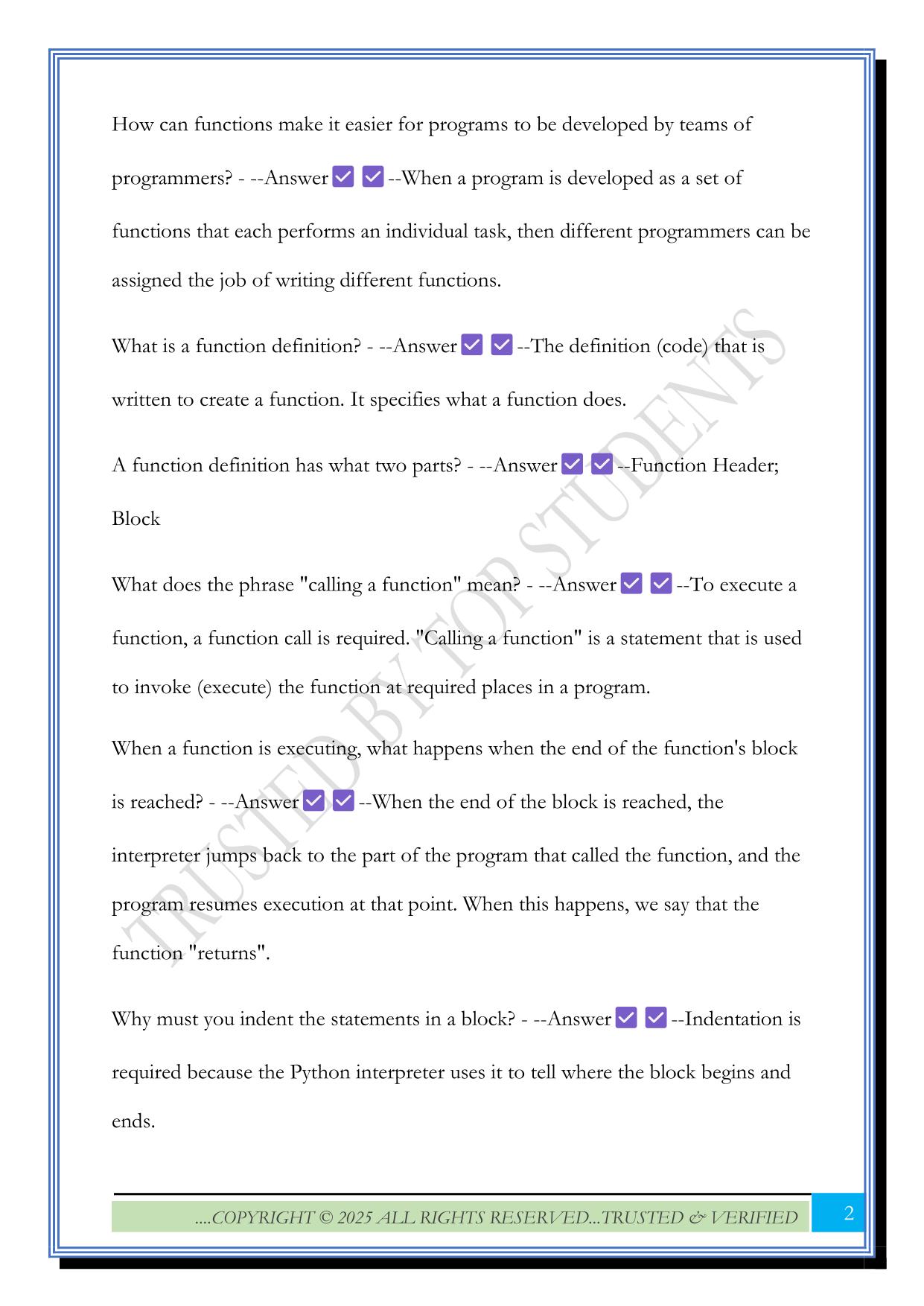 Starting Out with Python, Chapter 5 INSY 3300 Exam 2025 Questions and Answers