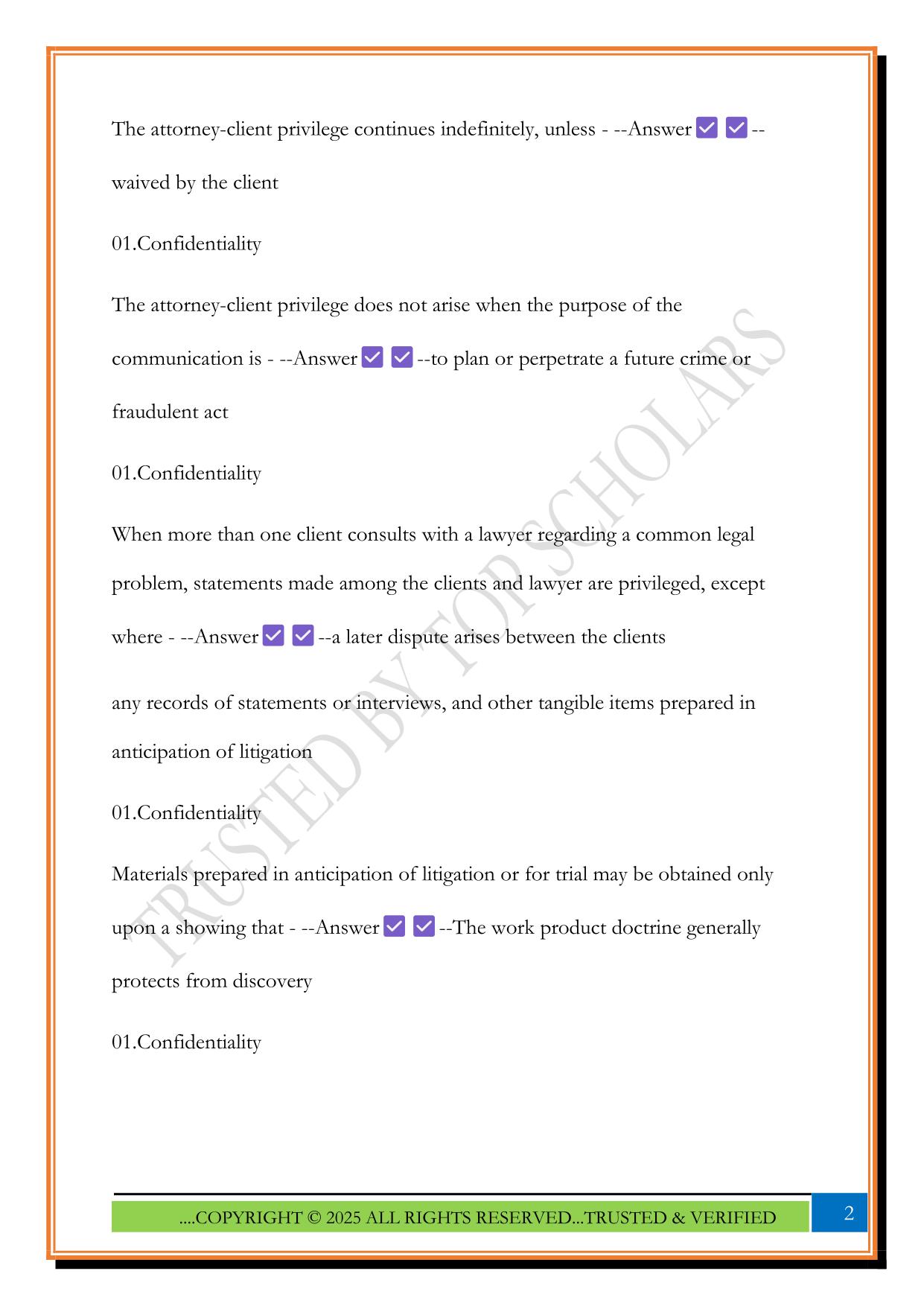 MPRE Exam 2025 Questions and Answers