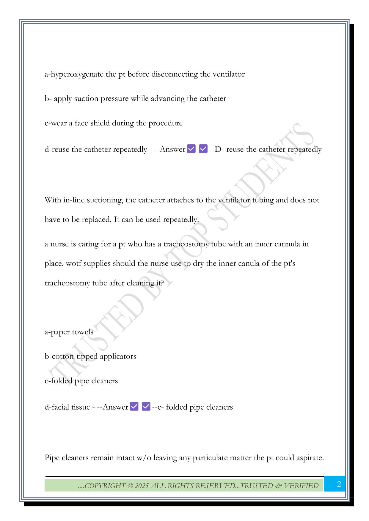 ATI Skills - airway management Exam 2025 Questions and Answers