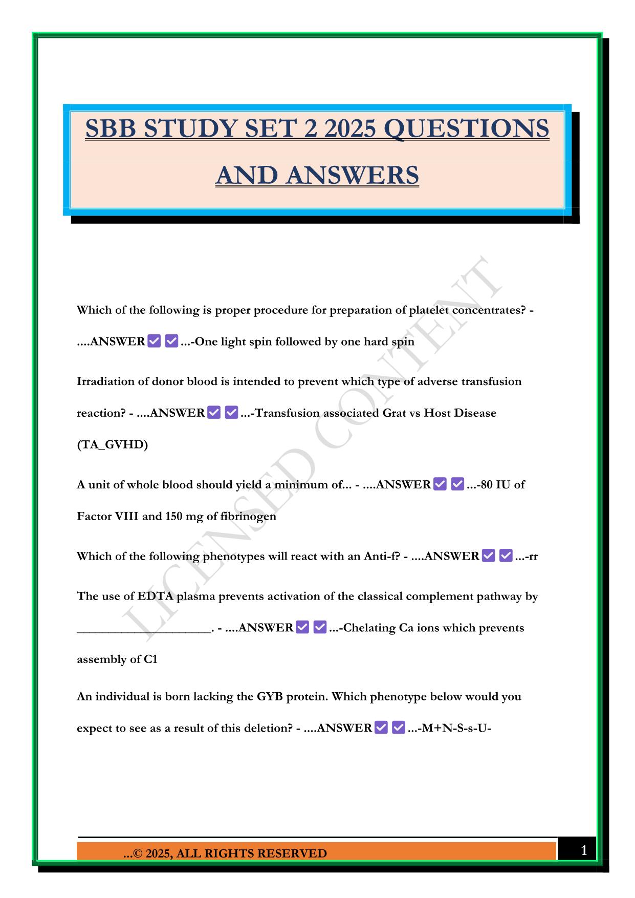 SBB STUDY SET 2 2025 QUESTIONS AND ANSWERS