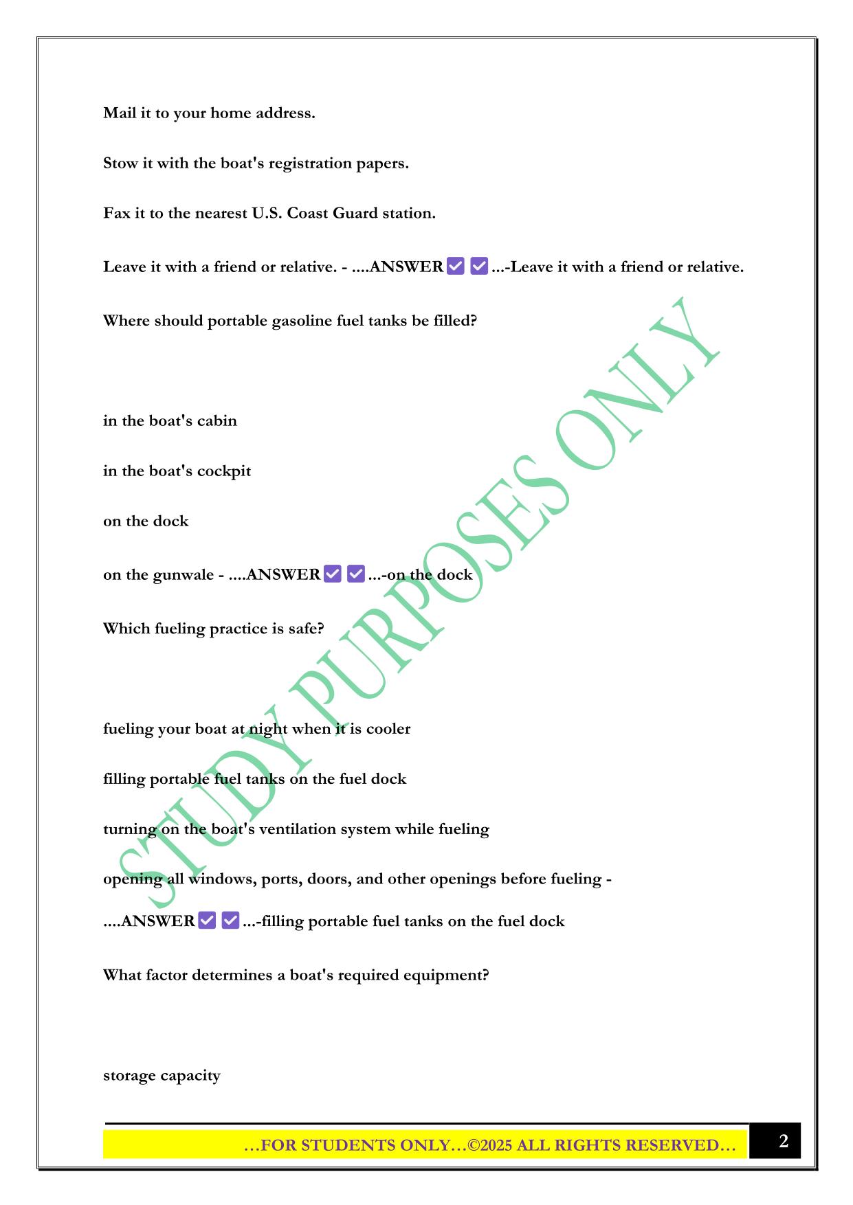 Boaters Safety - Practice Exam 2025 Questions and Answers