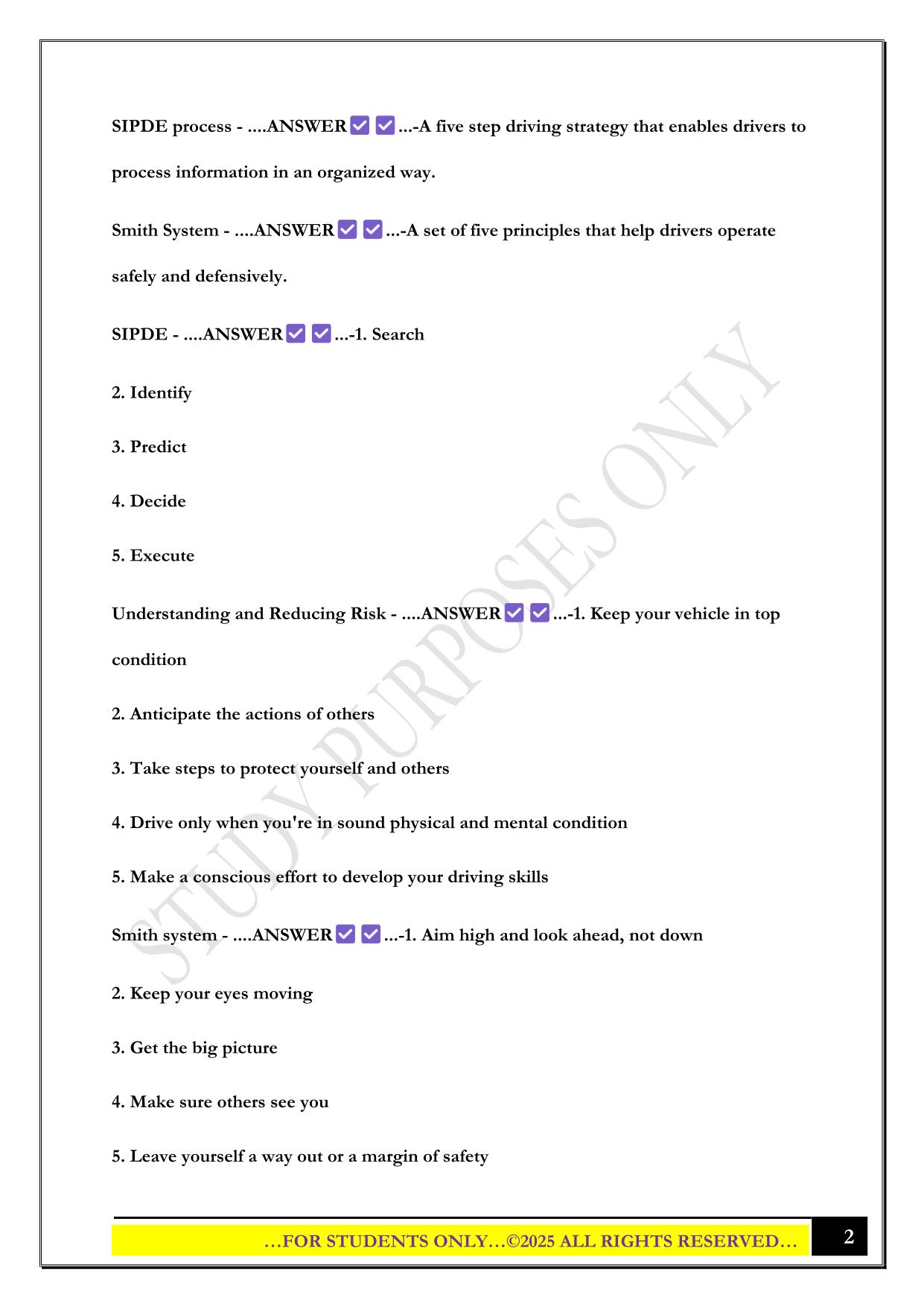 Drivers Education AAA Chapter 1 Test 2025 Questions and Answers