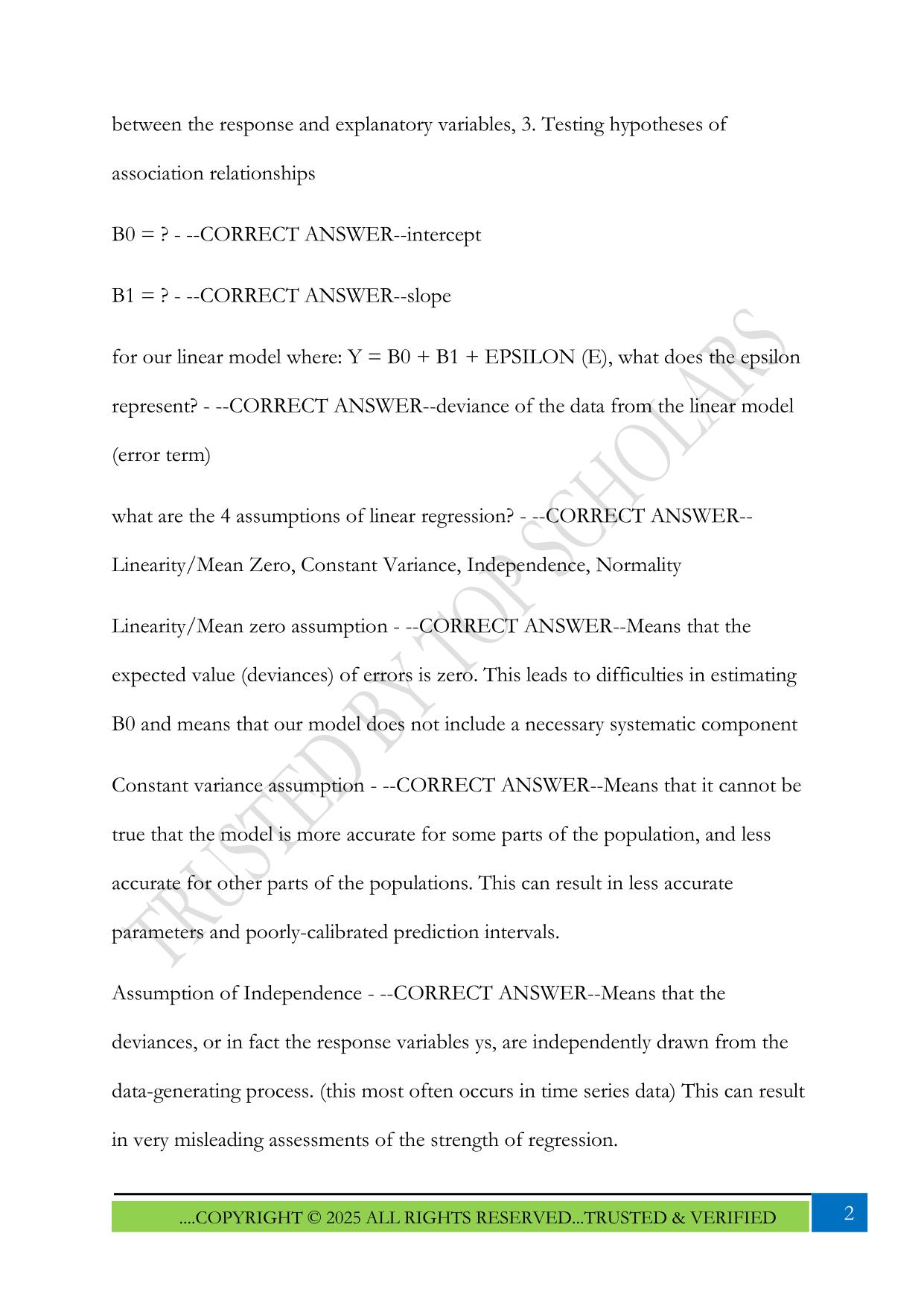 ISYE 6414 - All Units Exam 2025 Questions and Answers