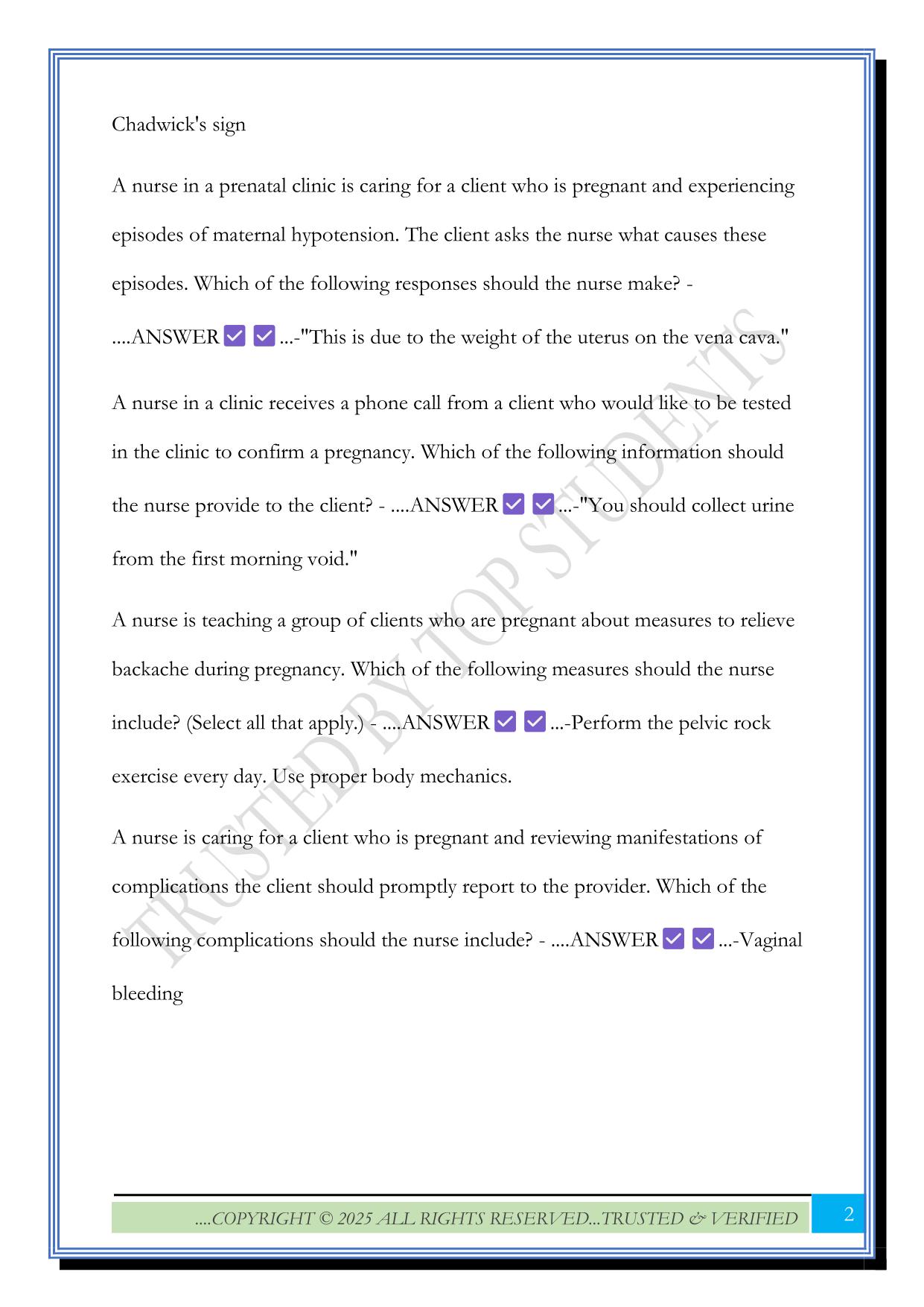 ATI for exam 1 Maternal 2025 Questions and Answers |100% Solved
