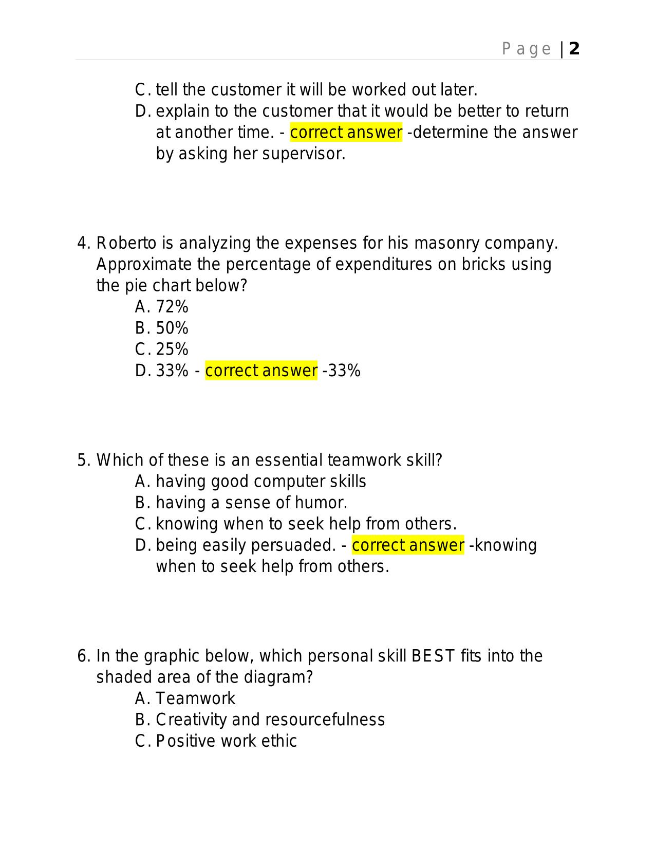 WORKPLACE READINESS SKILLS EXAM 2025 BRAND NEW ACTUAL EXAM WITH ANSWERS.