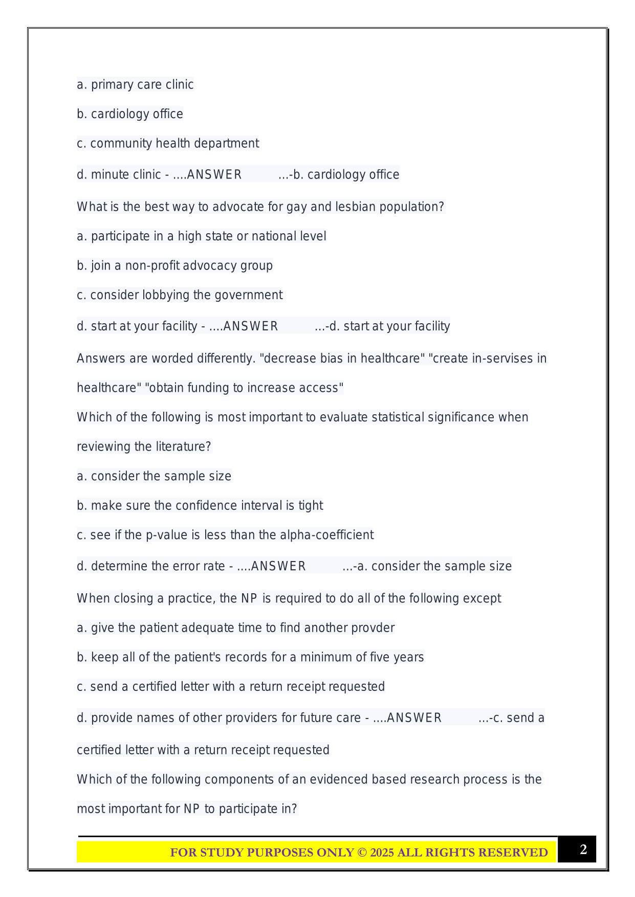 ANCC AGACNP - Frances Guide Review 2025 Questions and Answers