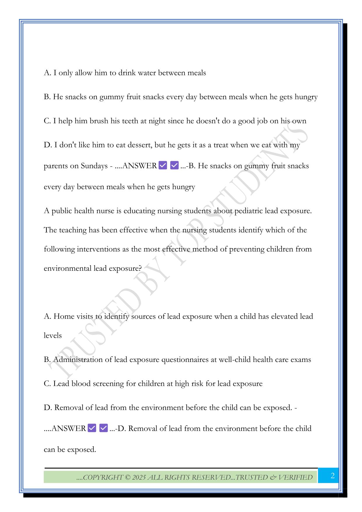 ATI Individual & Family Well-Being: Children Exam 2025 Questions and Answers