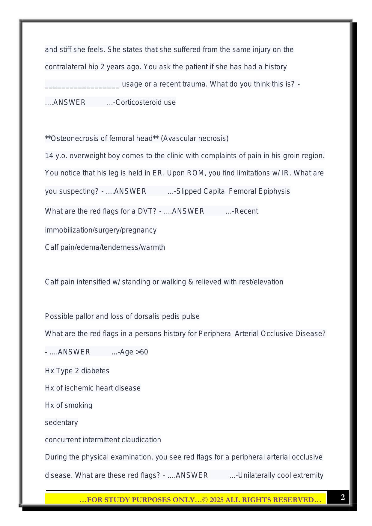 Red Flag - case scenarios Exam 2025 Questions and Answers