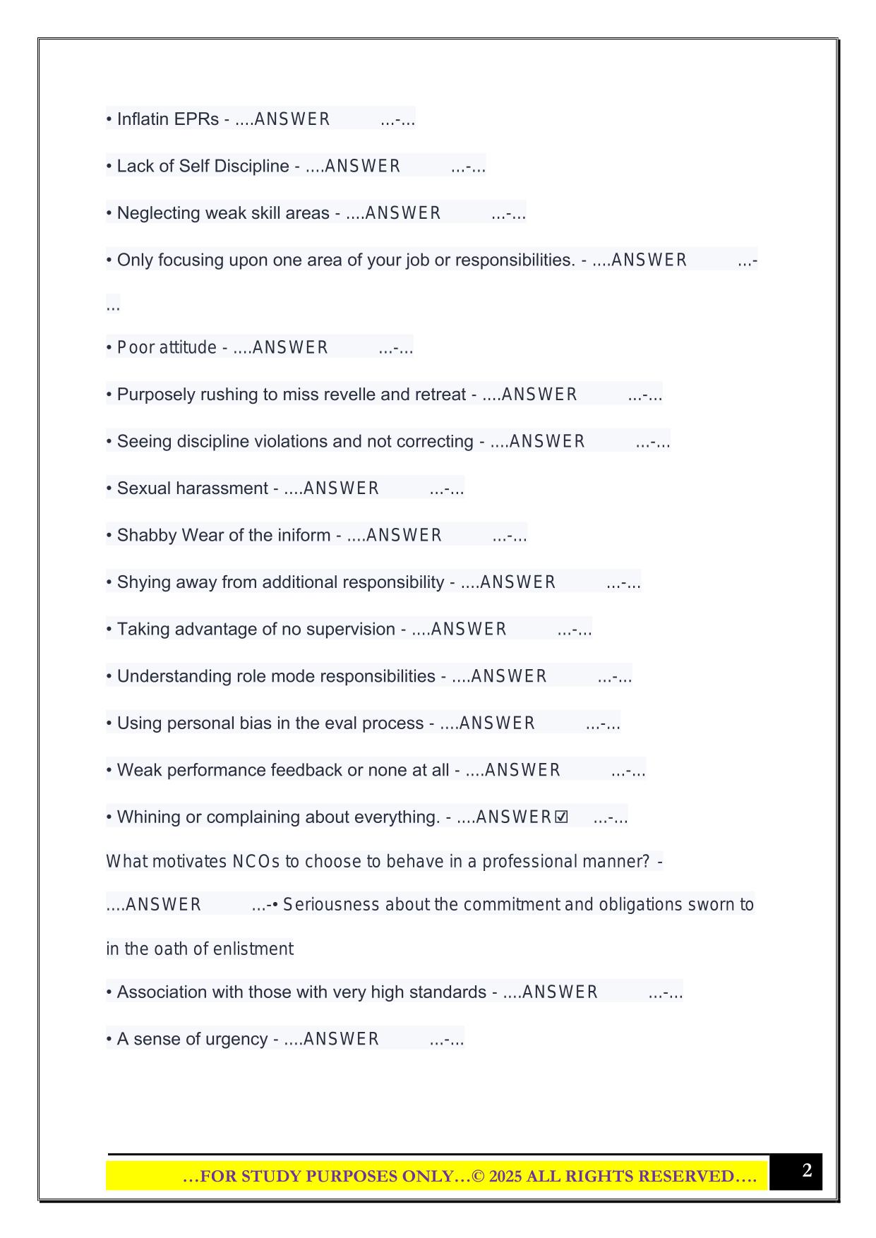 Air Force NCOA Exam 2025 Questions and Answers