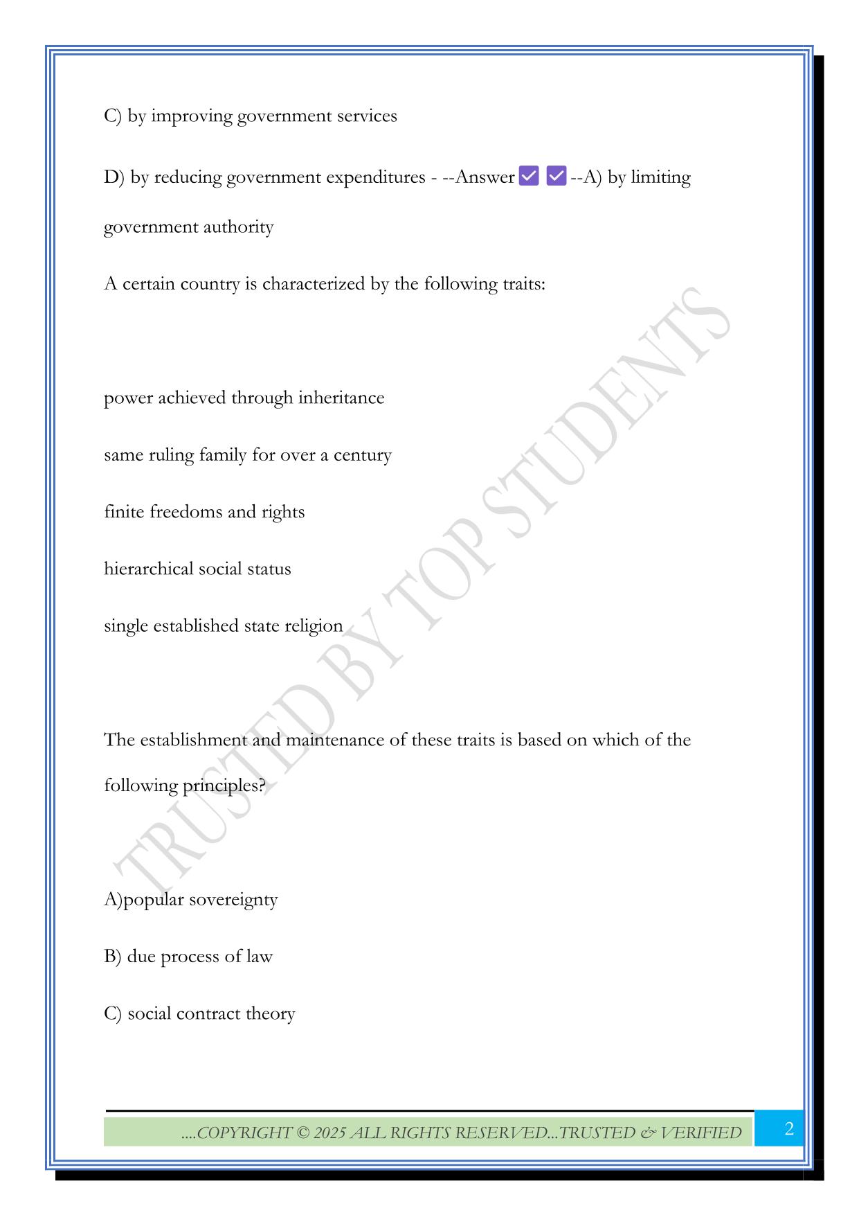 Civic literacy exam 2025 Questions and Answers