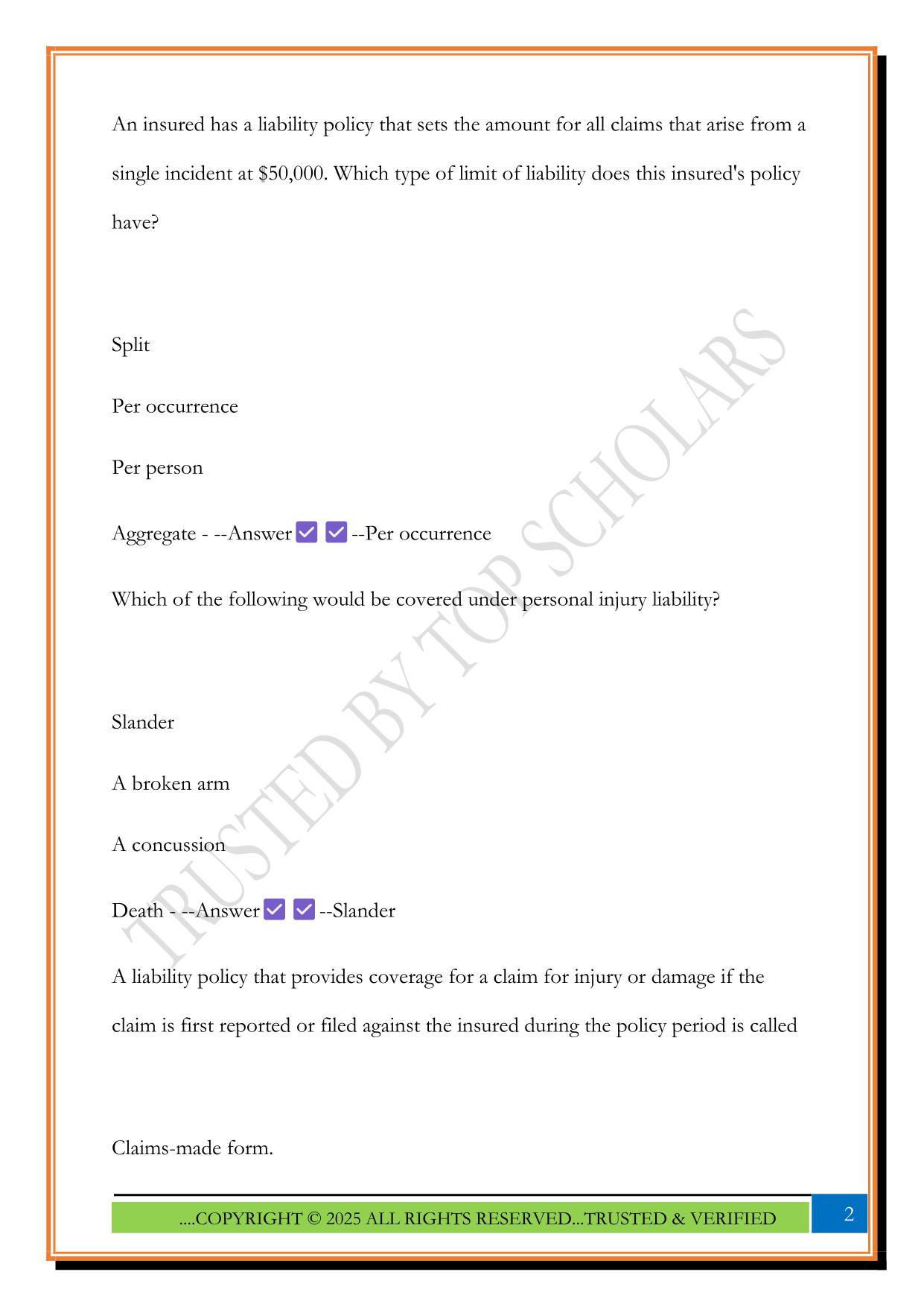 Georgia Insurance Exam 2025 Questions and Answers