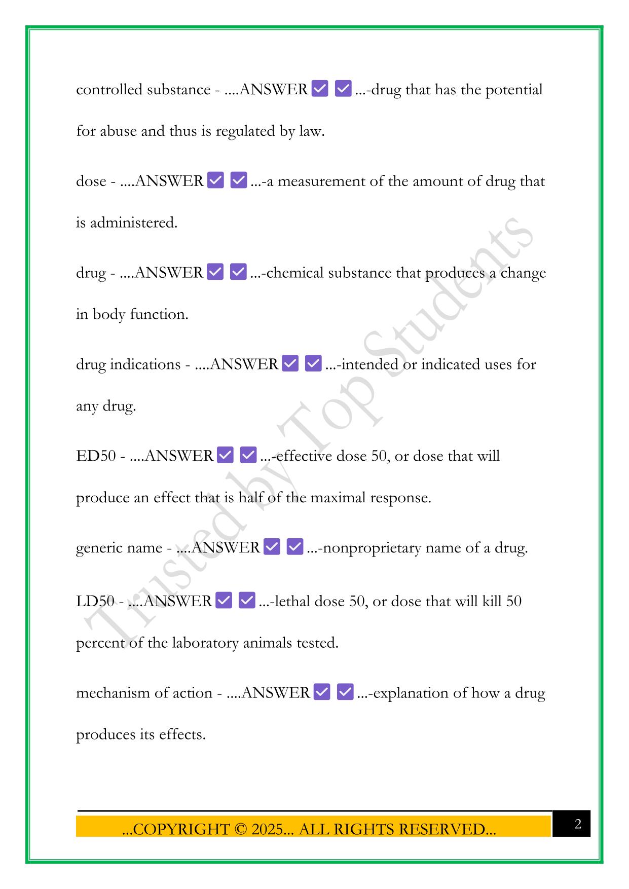 PHARMACOLOGY 1 – STRAIGHTERLINE EXAM 2025 QUESTIONS AND ANSWERS