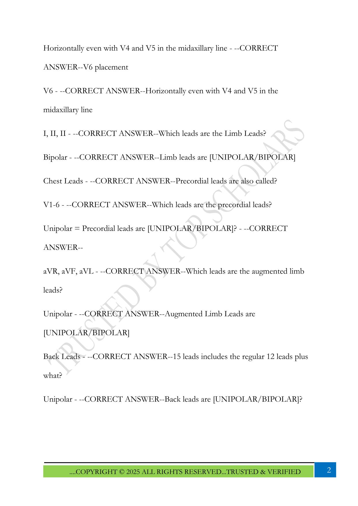 MLPAO Test Prep ~ ECG 2025 Questions and Answers