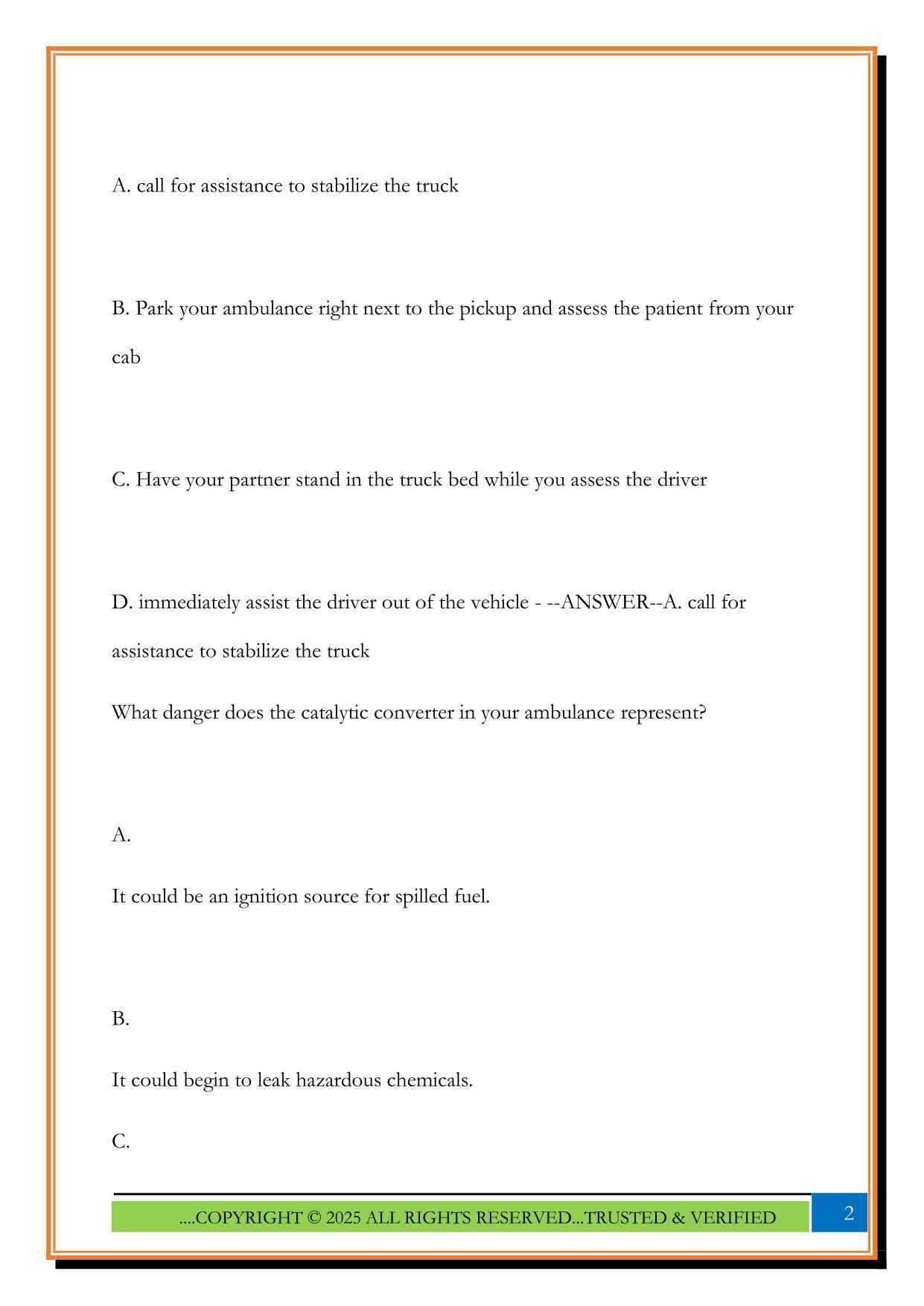 EMT Exam 2 CH 11-17 2025 Questions and Answers