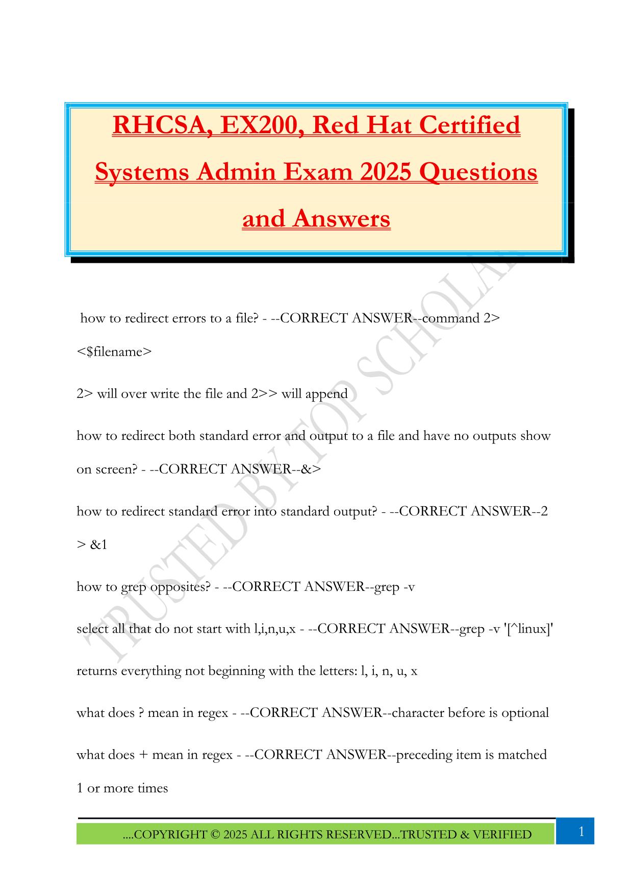 Red Hat Certified Systems Admin Fall 2025 Bundled Exams Questions and Answers |100% Pass Updated & Verified