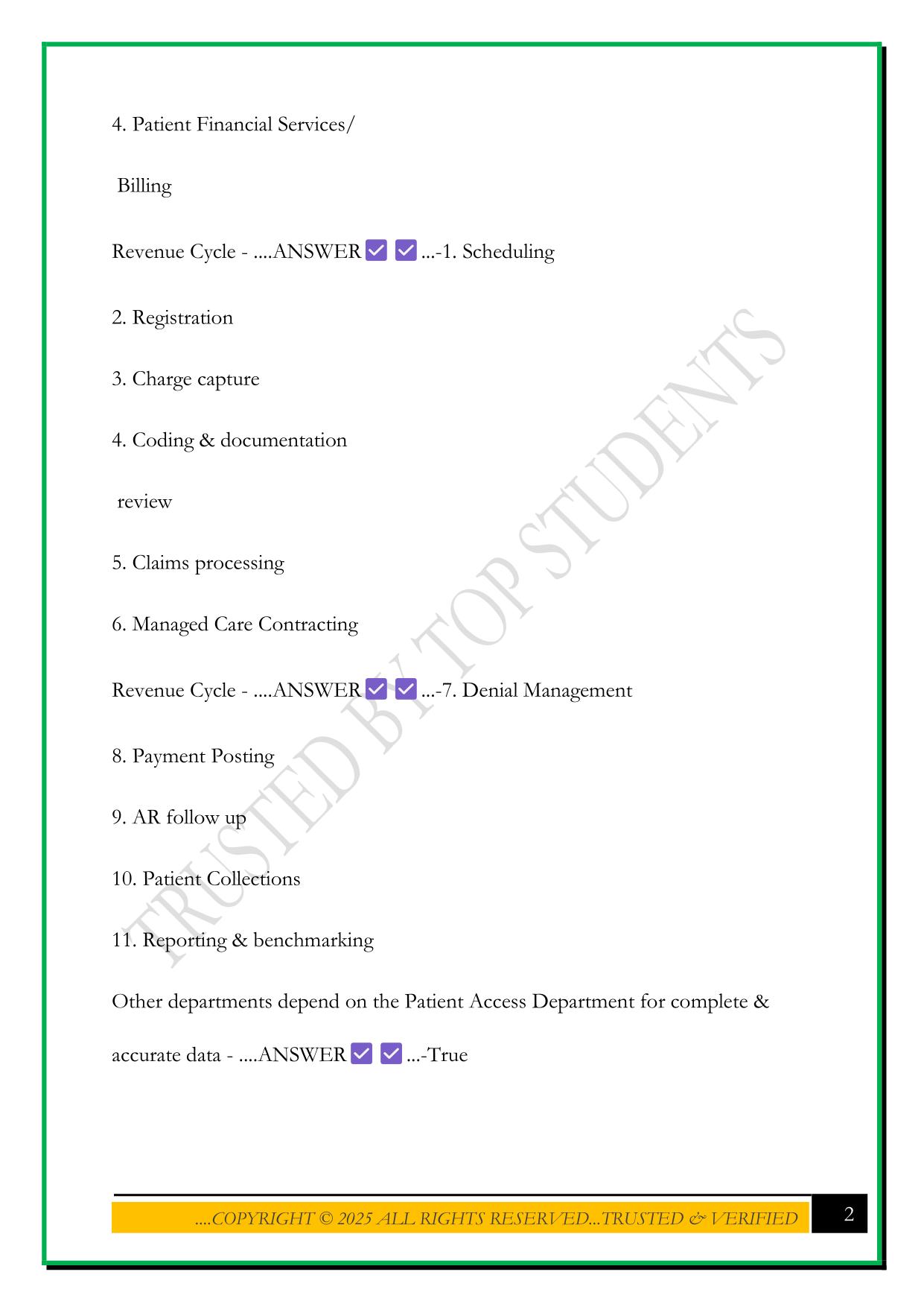 NAHAM PATIENT ACCESS ORIENTATION TRAINING MANUAL EXAM 2025 QUESTIONS AND ANSWERS