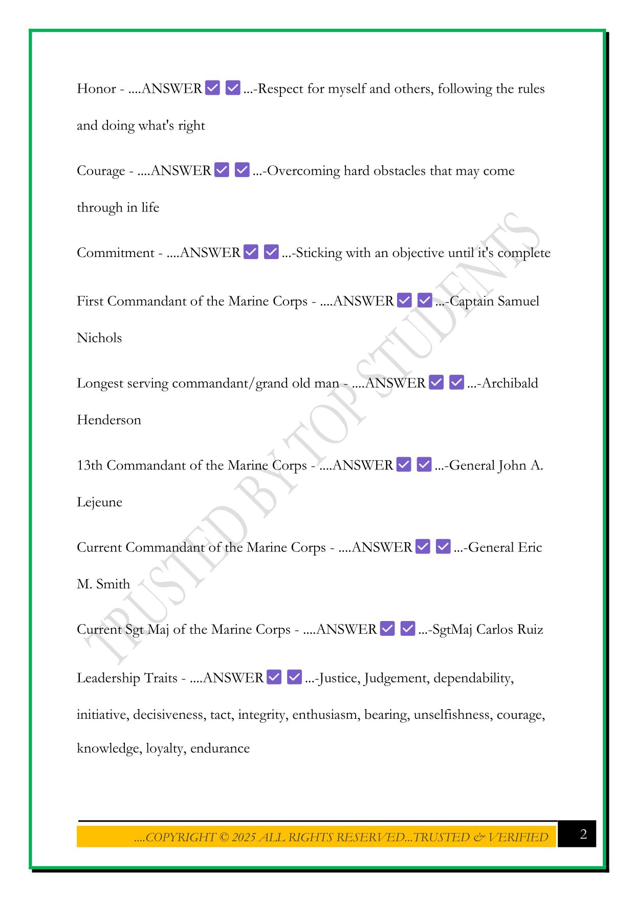 MERITORIOUS CORPORALS BOARD EXAM 2025 QUESTIONS AND ANSWERS