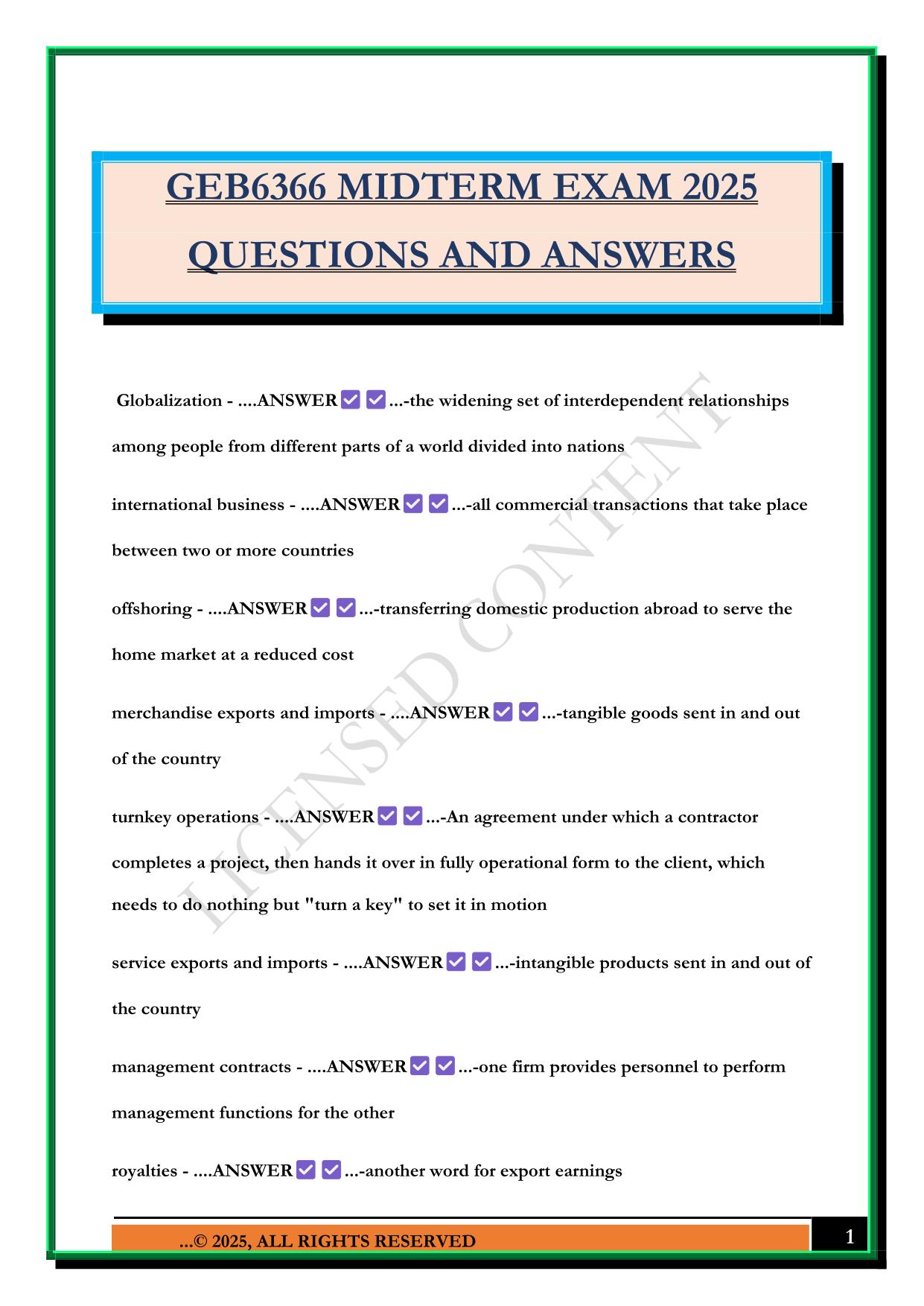 GEB6366 MIDTERM EXAM 2025 QUESTIONS AND ANSWERS