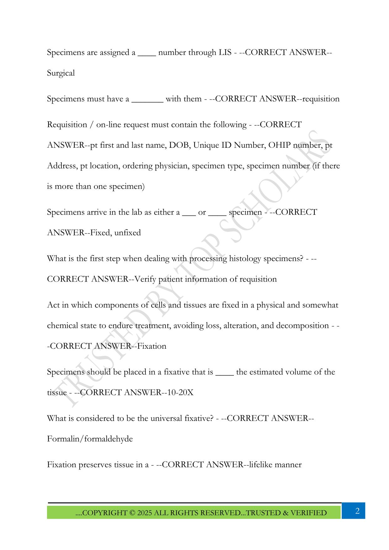 MLPAO Test Prep ~ Histology and Cytology 2025 Questions and Answer