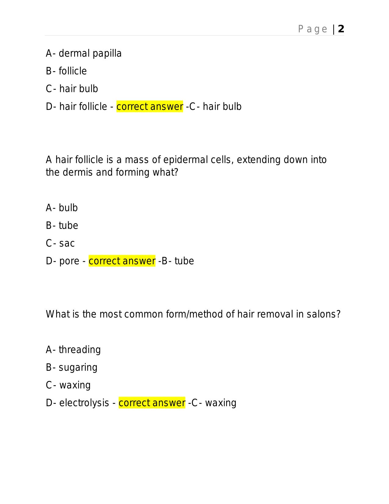 CH 11 HAIR REMOVAL EXAM 2025 BRAND NEW ACTUAL EXAM WITH ANSWERS.